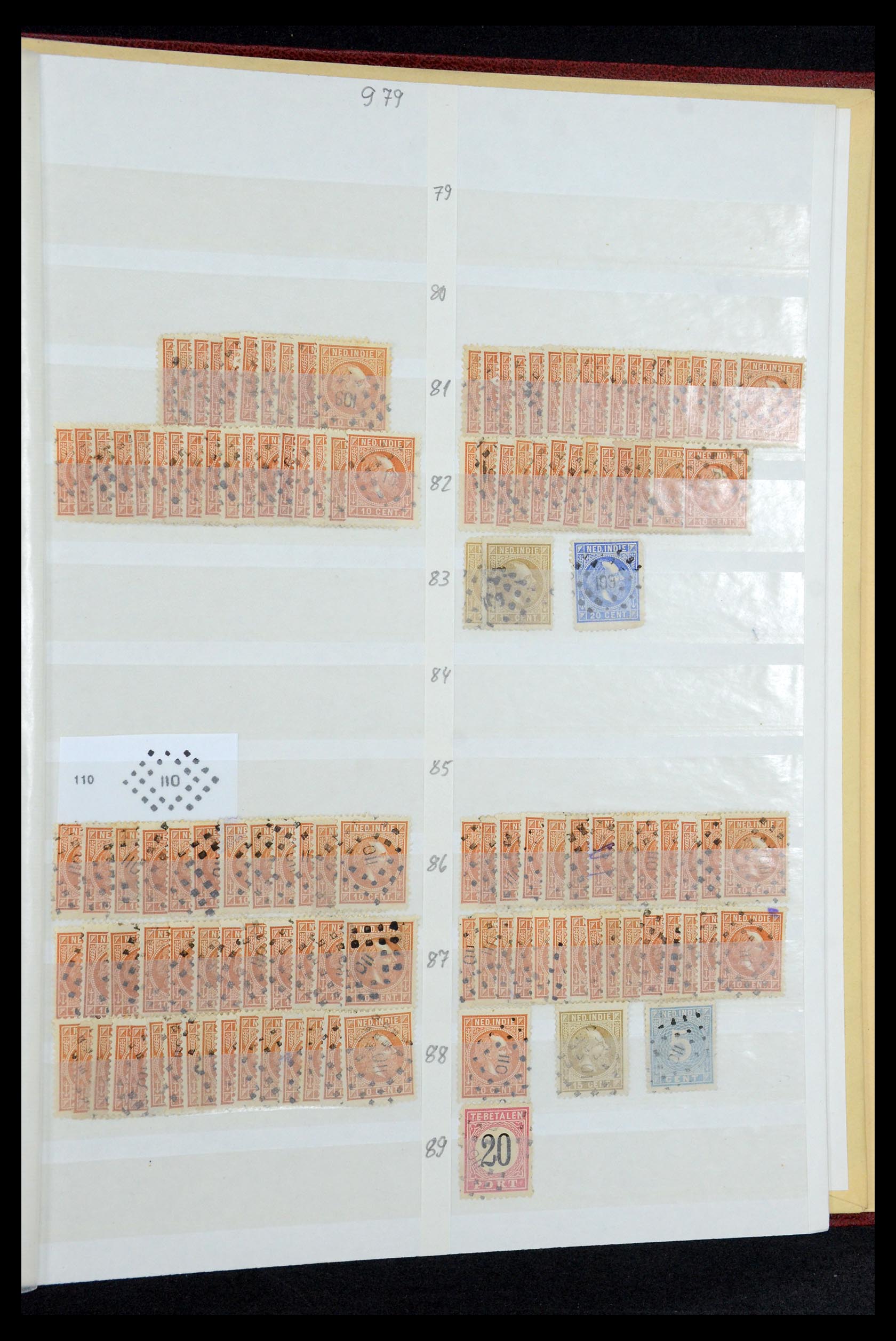 35609 037 - Postzegelverzameling 35609 Nederlands Indië puntstempels.