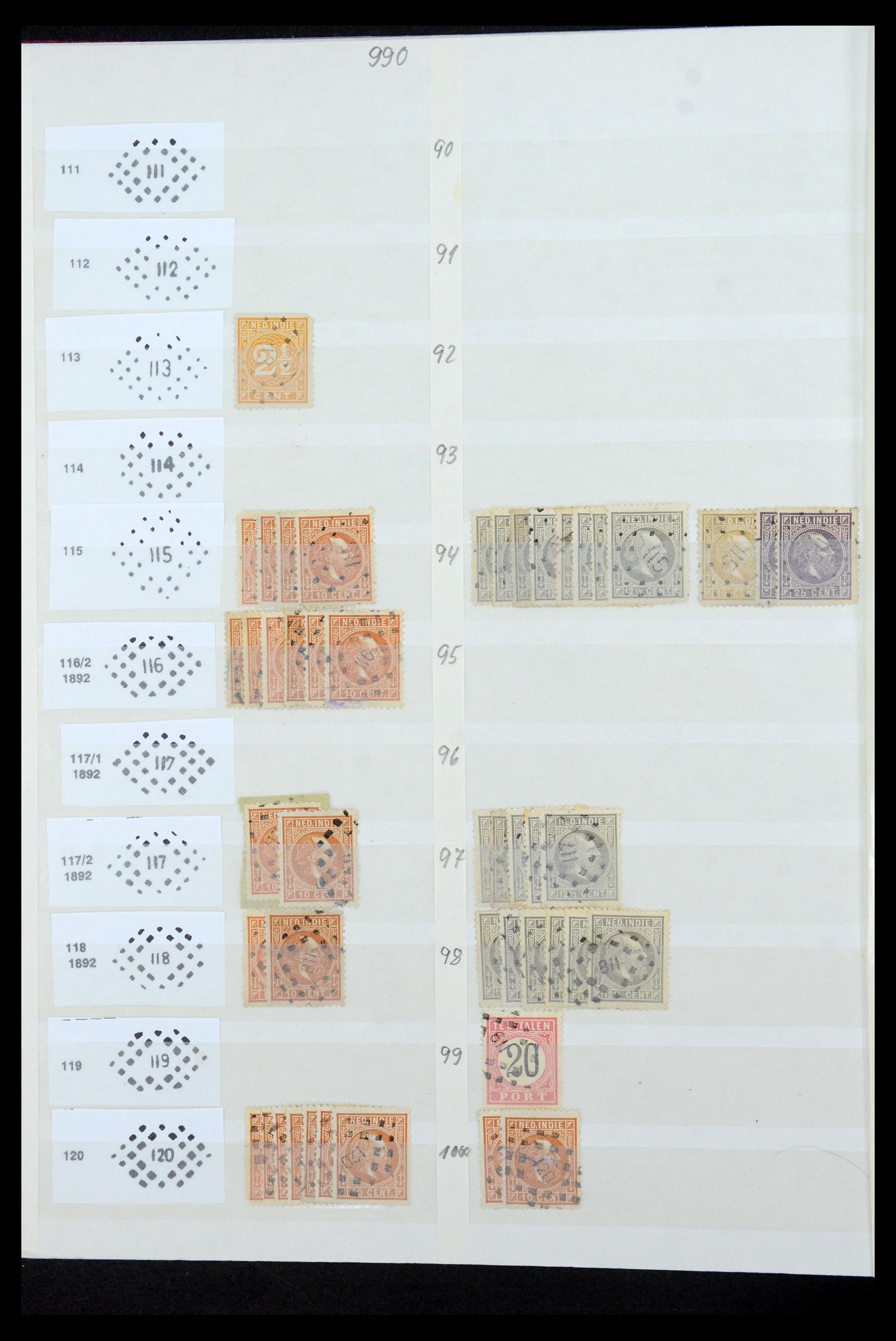 35609 038 - Postzegelverzameling 35609 Nederlands Indië puntstempels.