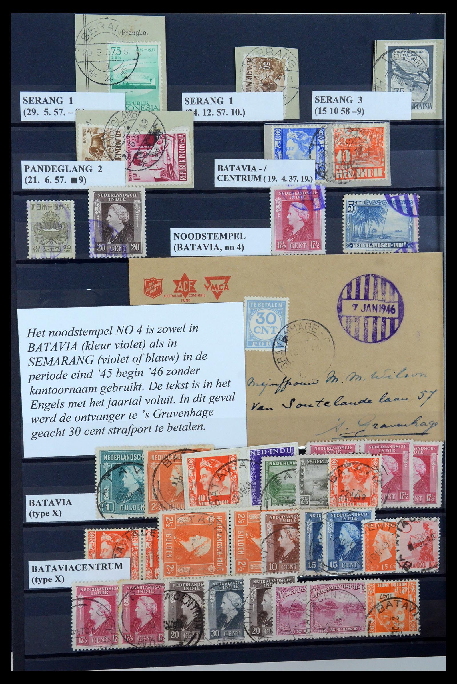 35612 022 - Postzegelverzameling 35612 Nederlands Indië stempels.