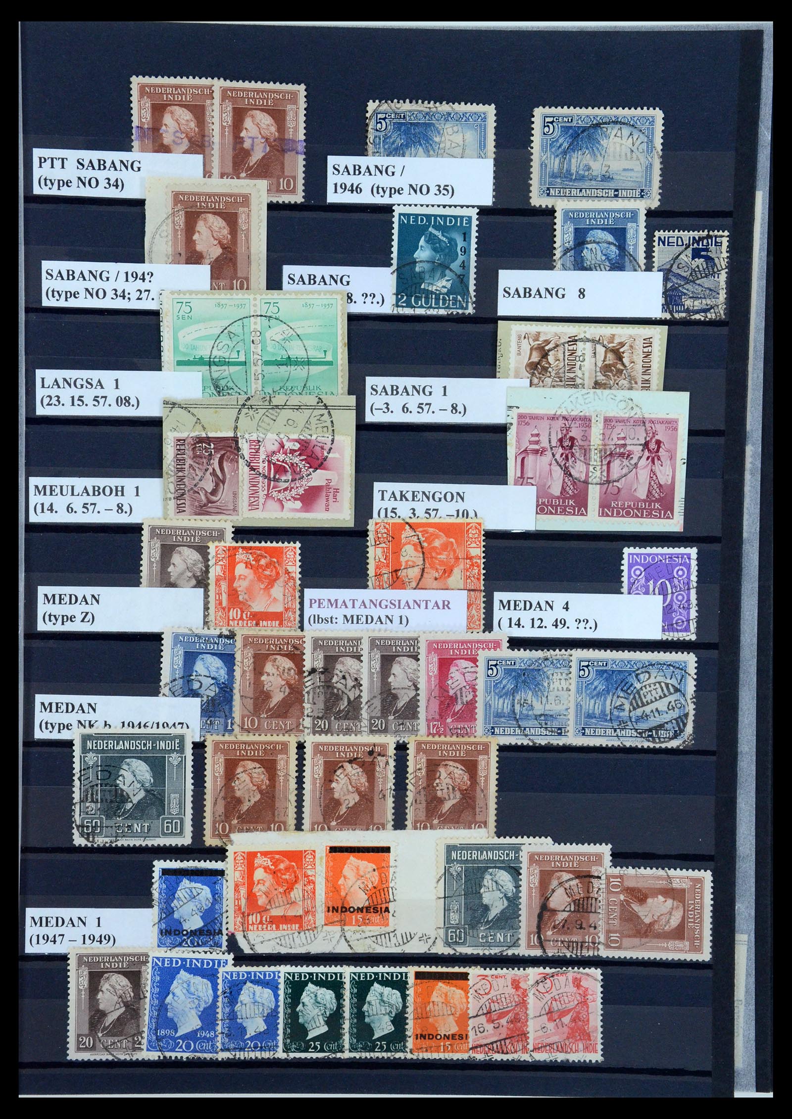 35612 023 - Postzegelverzameling 35612 Nederlands Indië stempels.