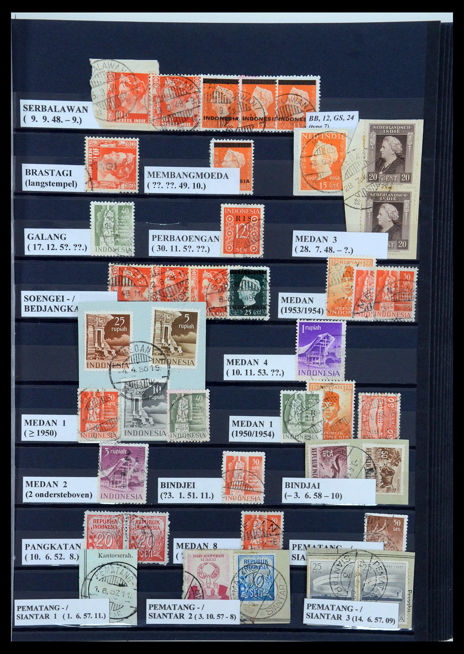 35612 025 - Postzegelverzameling 35612 Nederlands Indië stempels.
