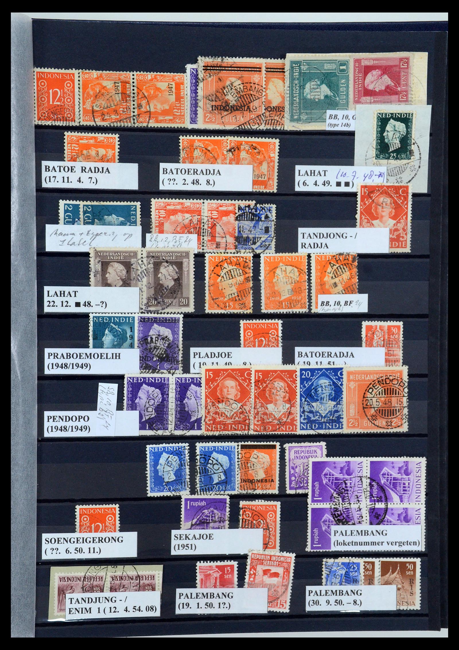 35612 045 - Postzegelverzameling 35612 Nederlands Indië stempels.
