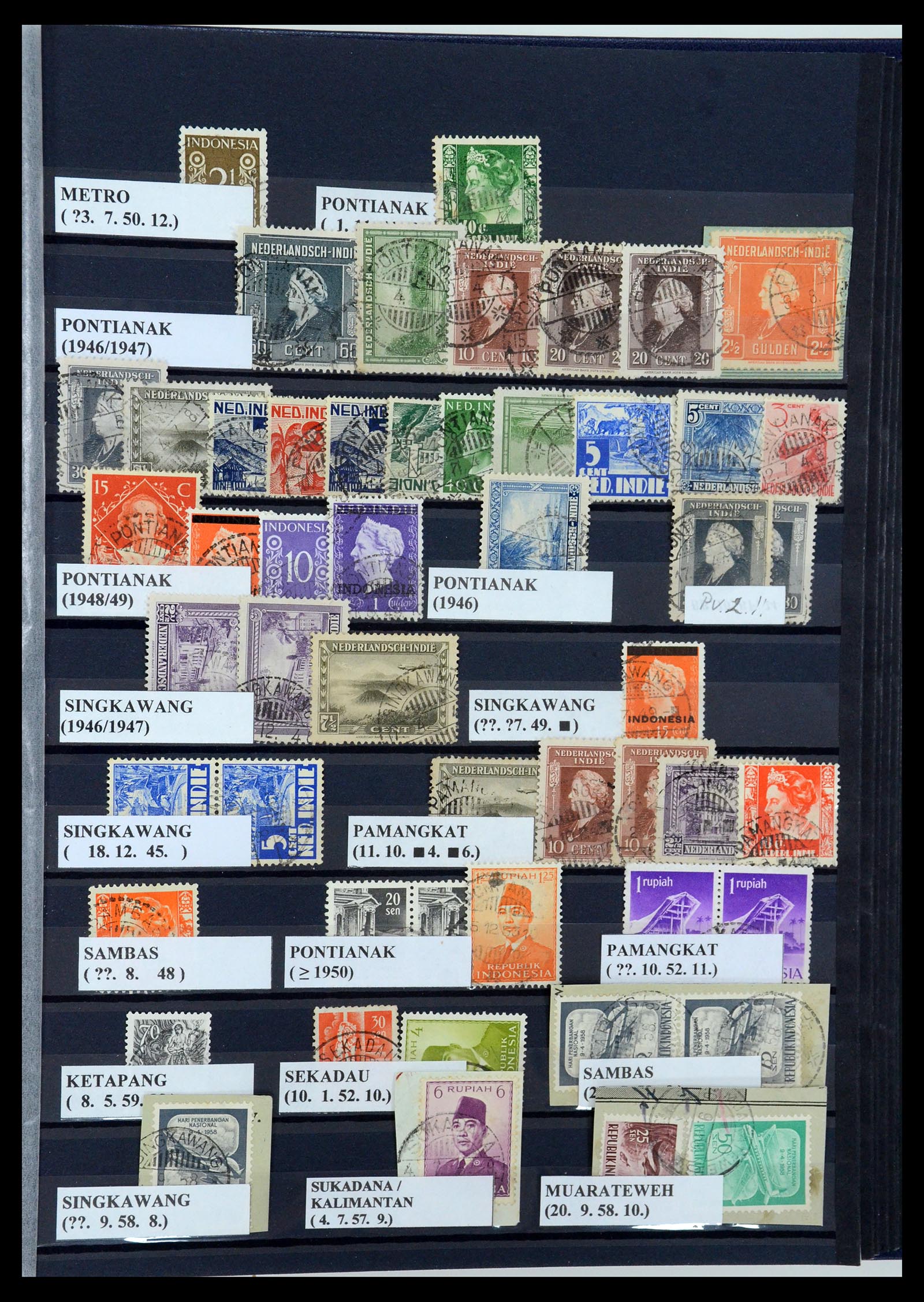 35612 047 - Postzegelverzameling 35612 Nederlands Indië stempels.