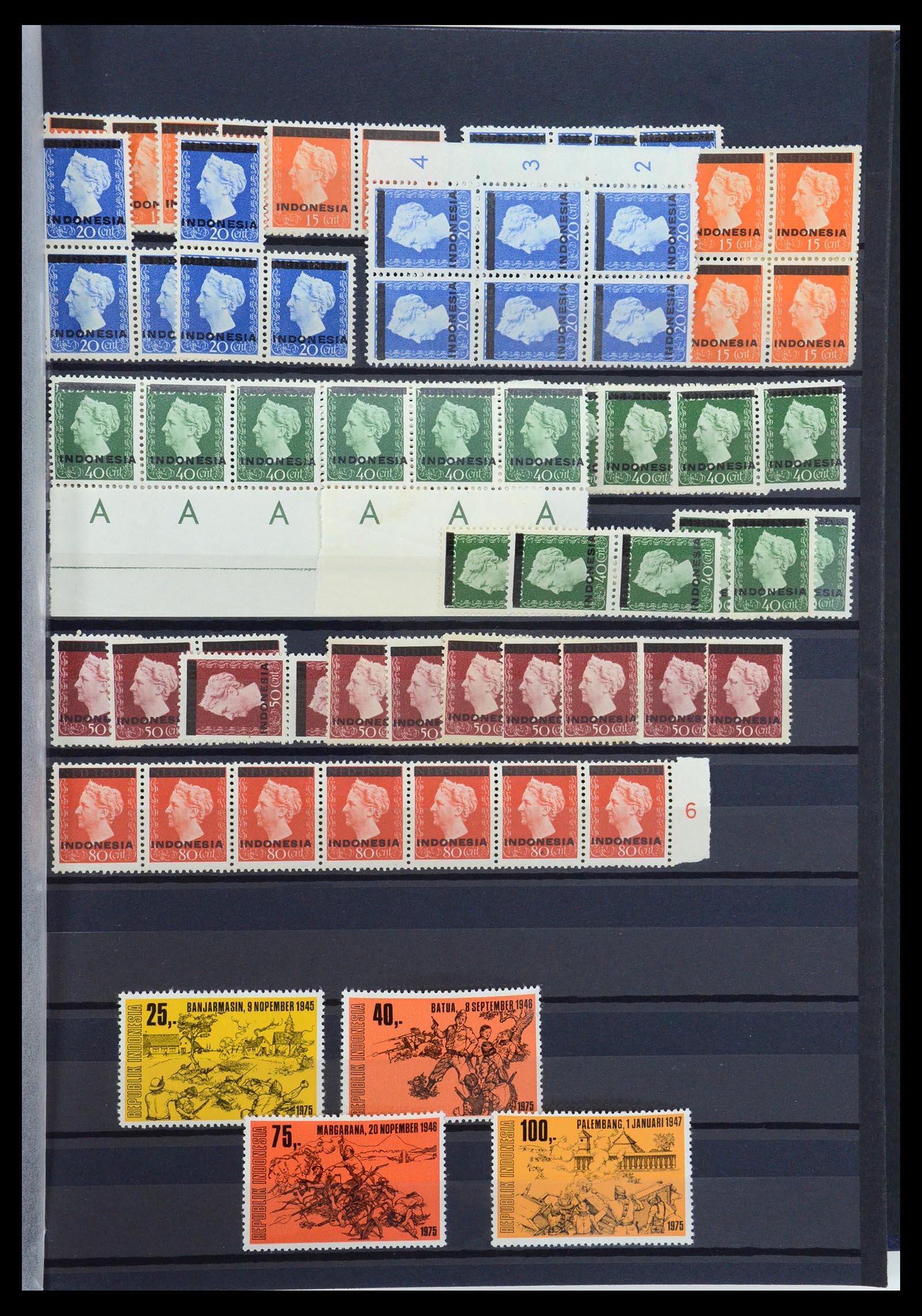 35612 054 - Postzegelverzameling 35612 Nederlands Indië stempels.