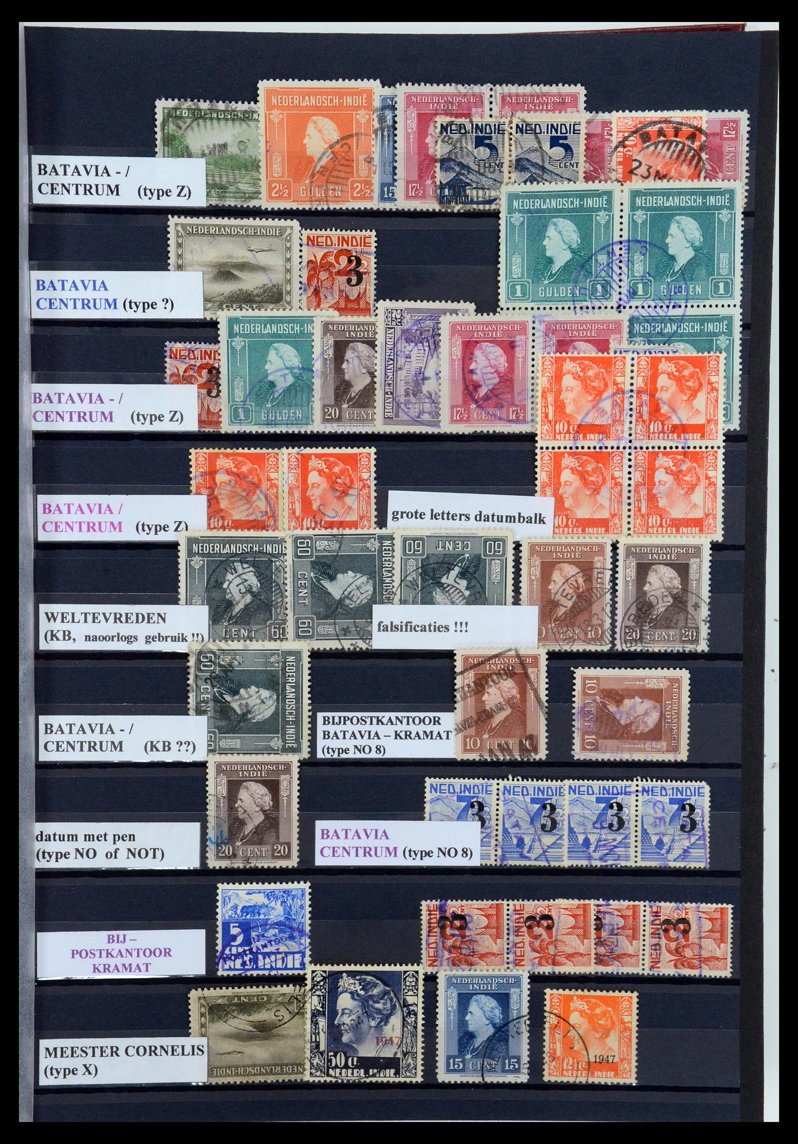 35612 055 - Postzegelverzameling 35612 Nederlands Indië stempels.