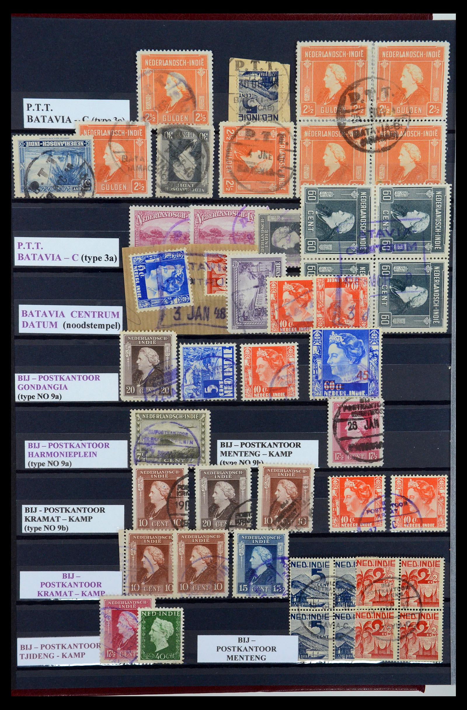 35612 056 - Postzegelverzameling 35612 Nederlands Indië stempels.