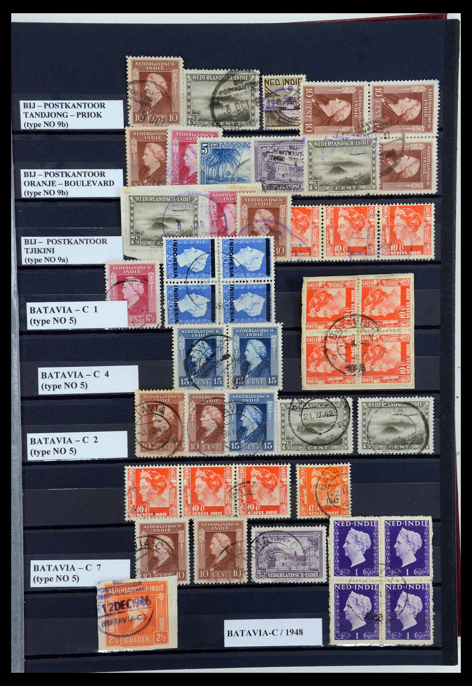 35612 057 - Postzegelverzameling 35612 Nederlands Indië stempels.