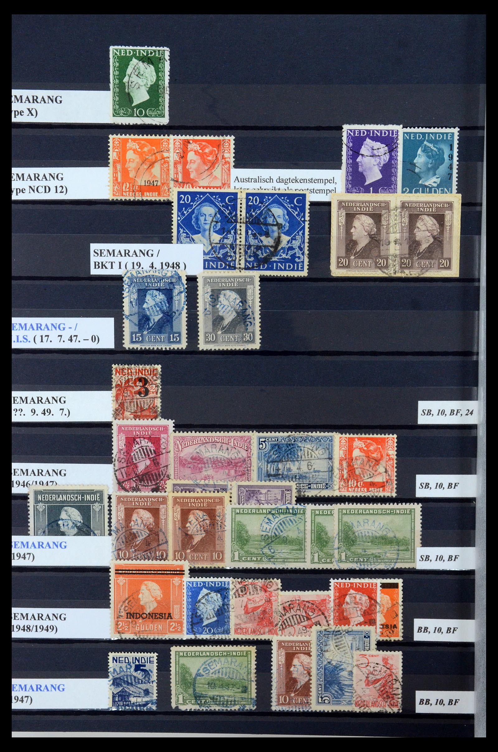 35612 058 - Postzegelverzameling 35612 Nederlands Indië stempels.