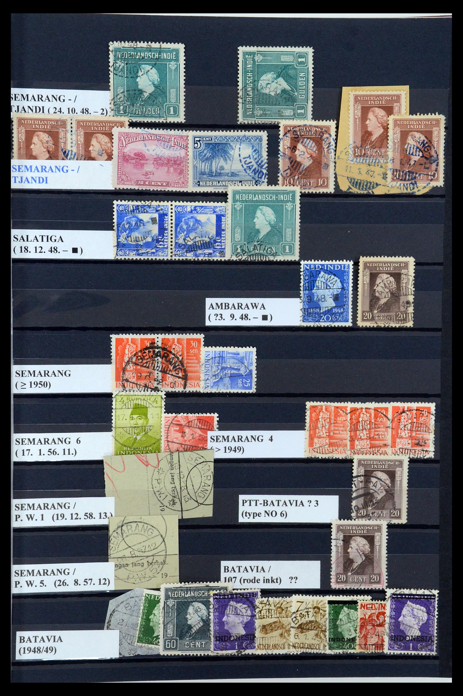 35612 059 - Postzegelverzameling 35612 Nederlands Indië stempels.