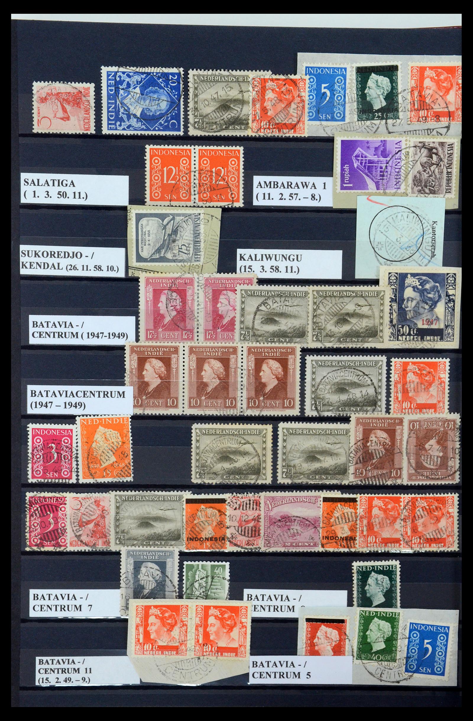 35612 060 - Postzegelverzameling 35612 Nederlands Indië stempels.