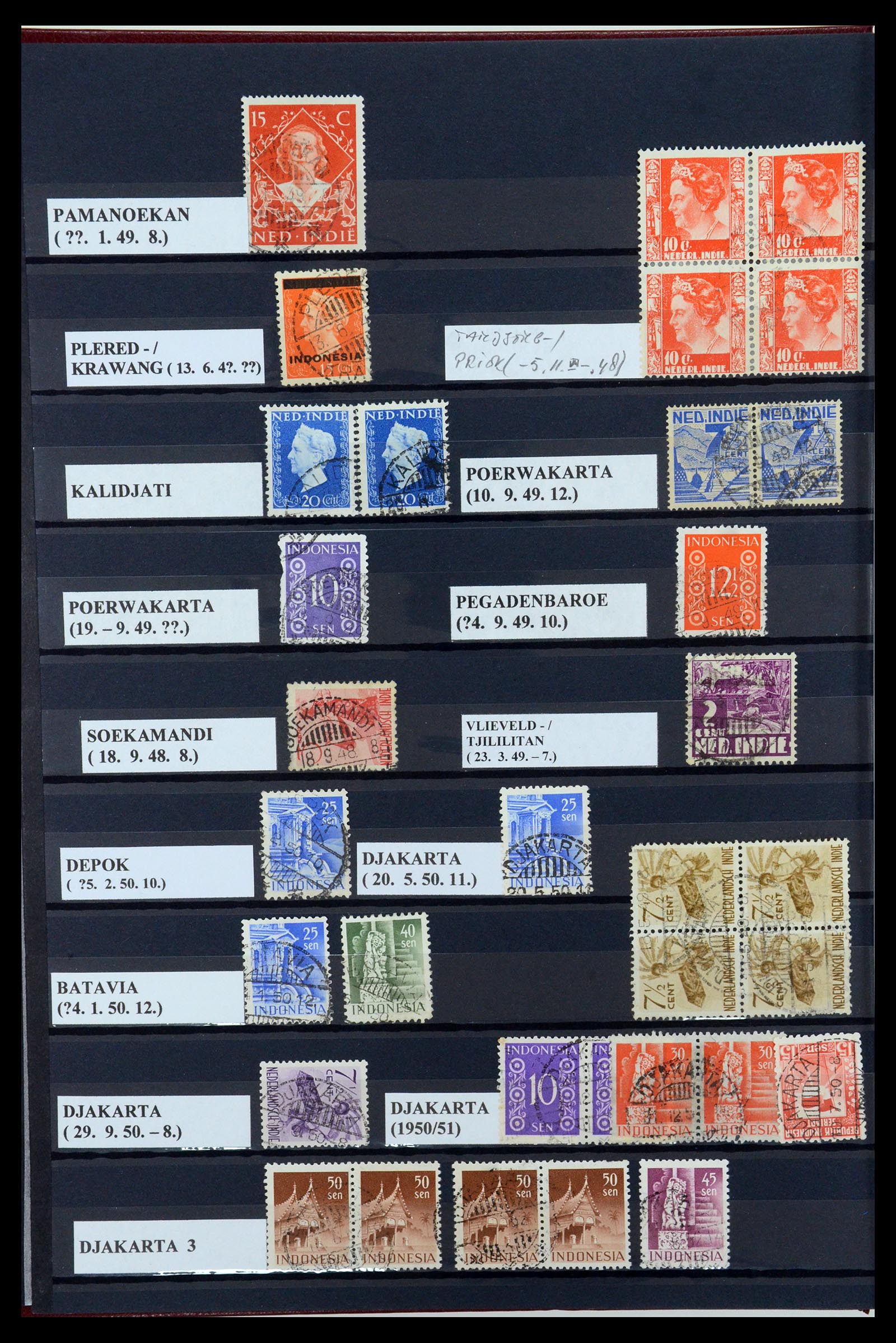 35612 062 - Postzegelverzameling 35612 Nederlands Indië stempels.