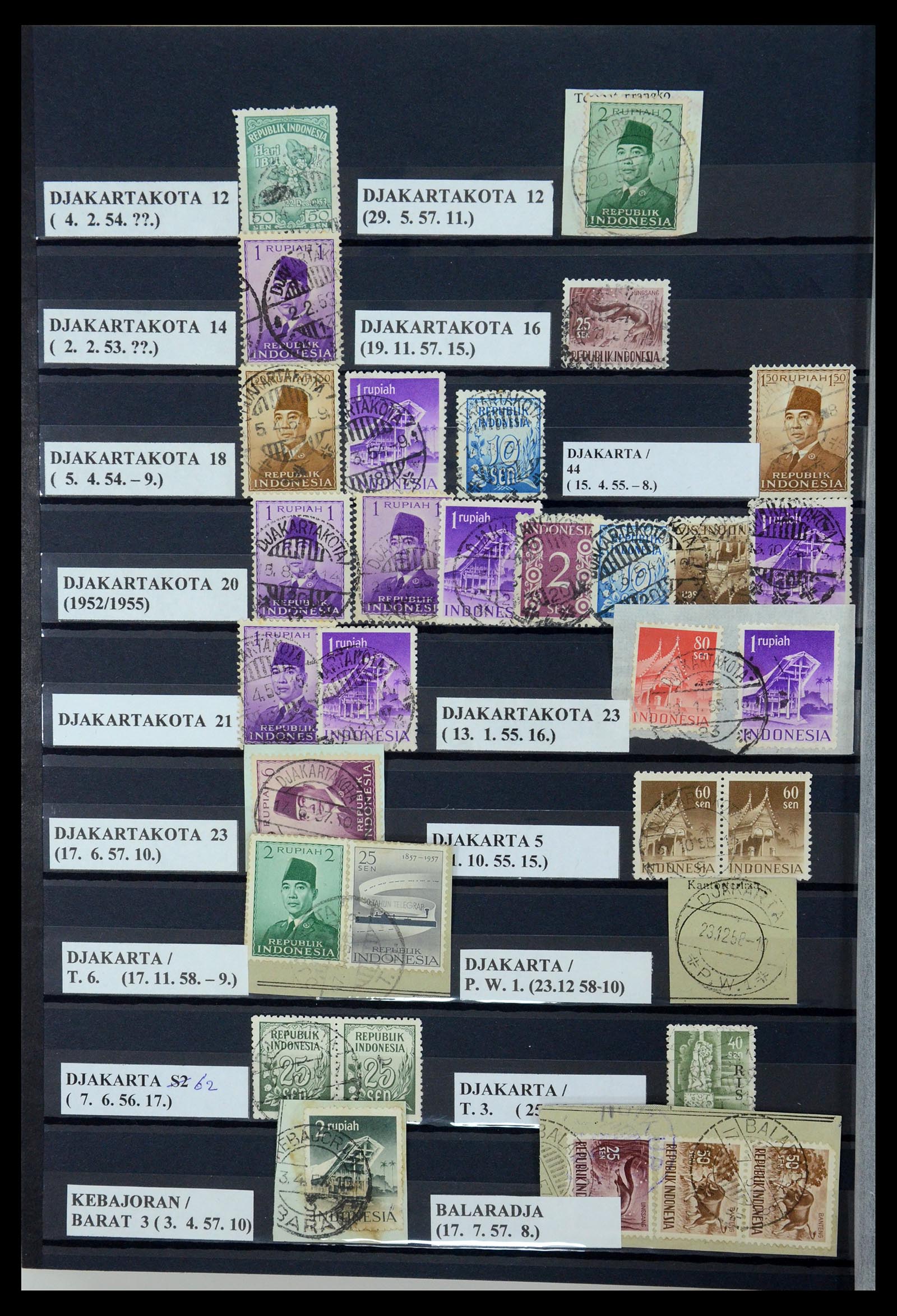 35612 064 - Postzegelverzameling 35612 Nederlands Indië stempels.