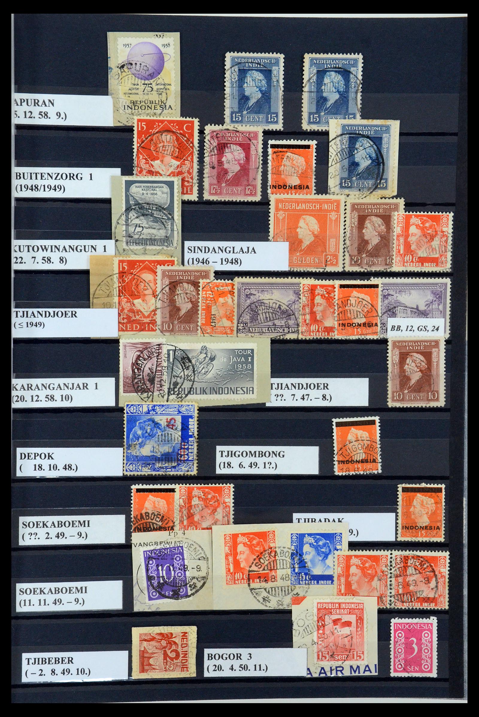 35612 067 - Postzegelverzameling 35612 Nederlands Indië stempels.