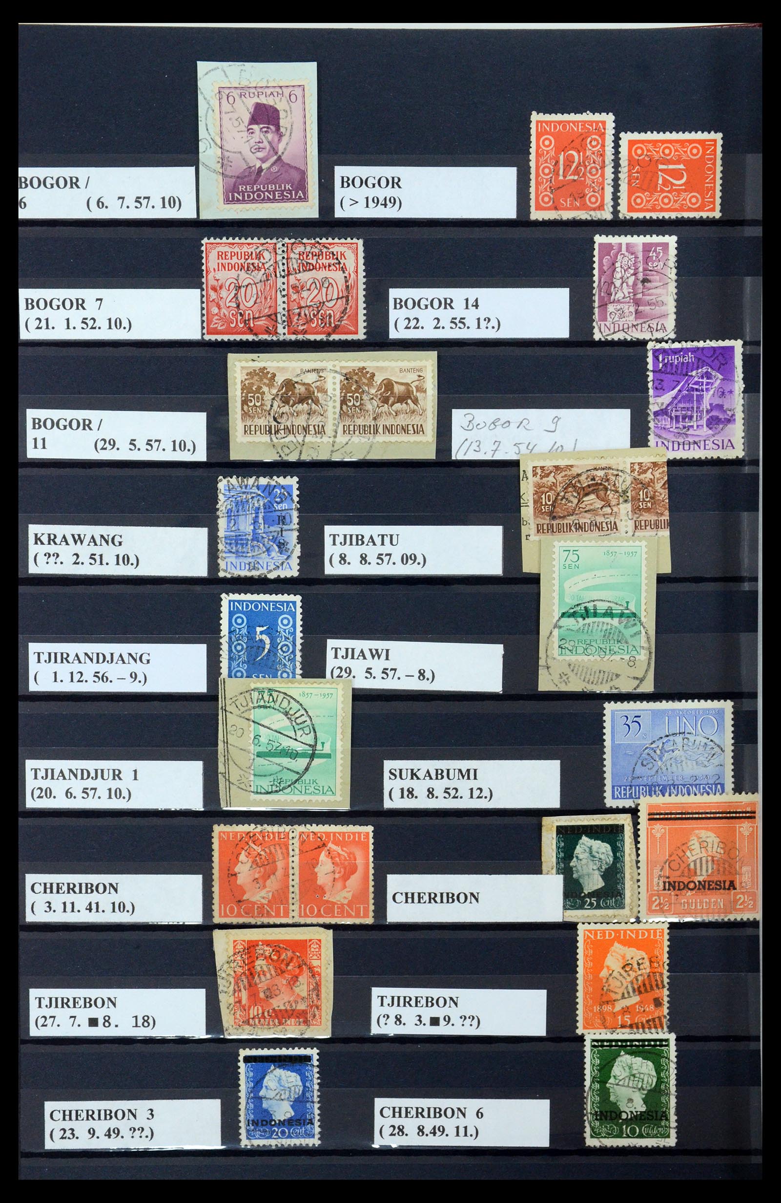 35612 068 - Stamp Collection 35612 Dutch east Indies cancels.