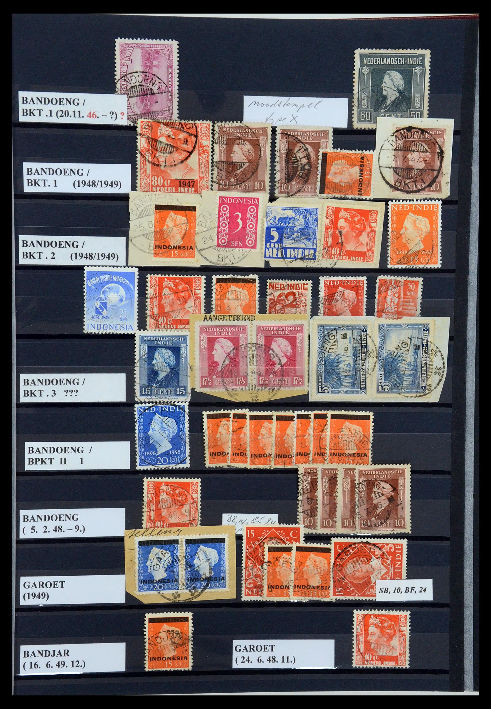 35612 073 - Postzegelverzameling 35612 Nederlands Indië stempels.