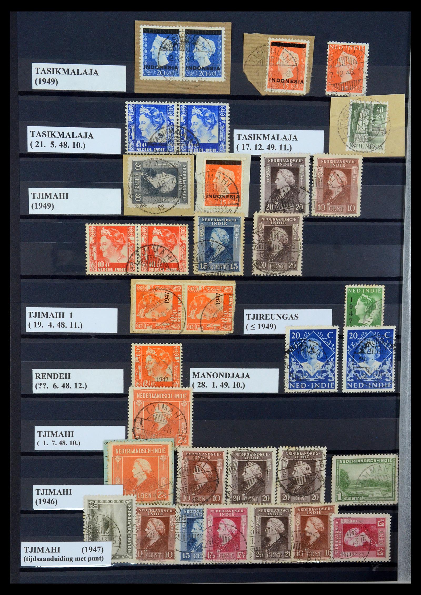 35612 074 - Postzegelverzameling 35612 Nederlands Indië stempels.