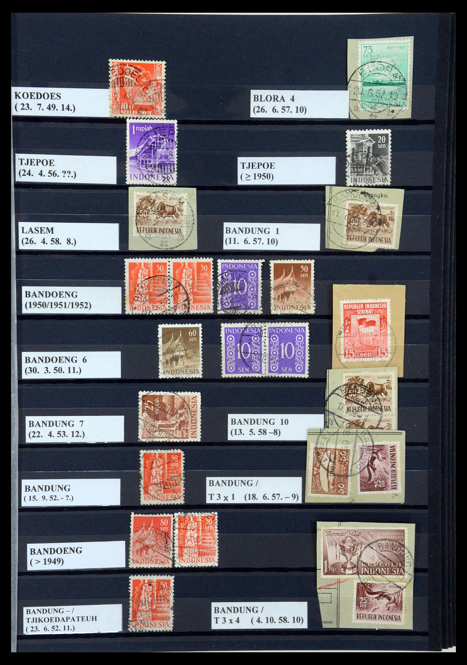 35612 075 - Postzegelverzameling 35612 Nederlands Indië stempels.