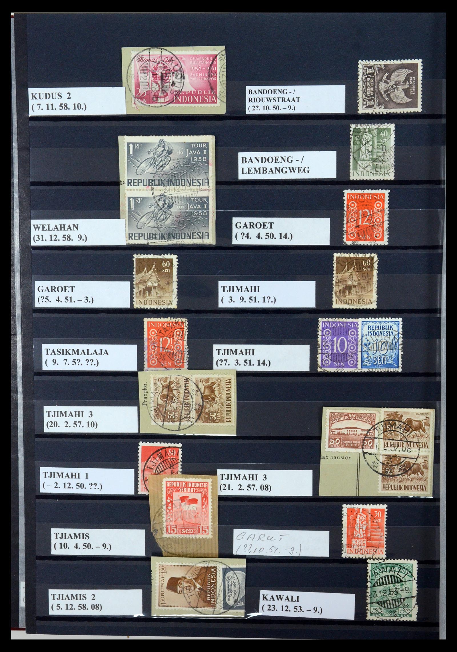 35612 076 - Stamp Collection 35612 Dutch east Indies cancels.