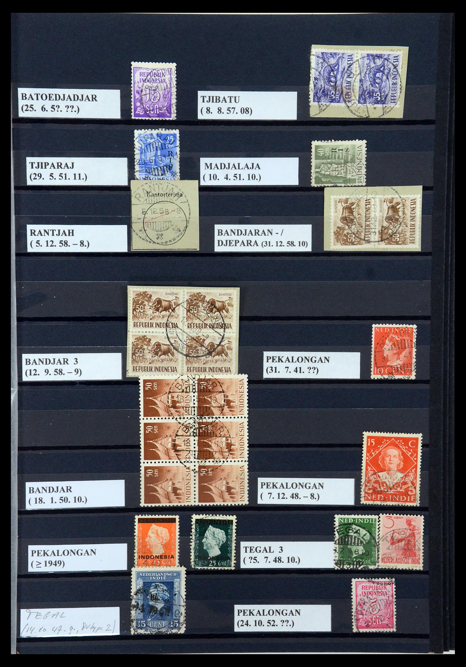 35612 077 - Postzegelverzameling 35612 Nederlands Indië stempels.