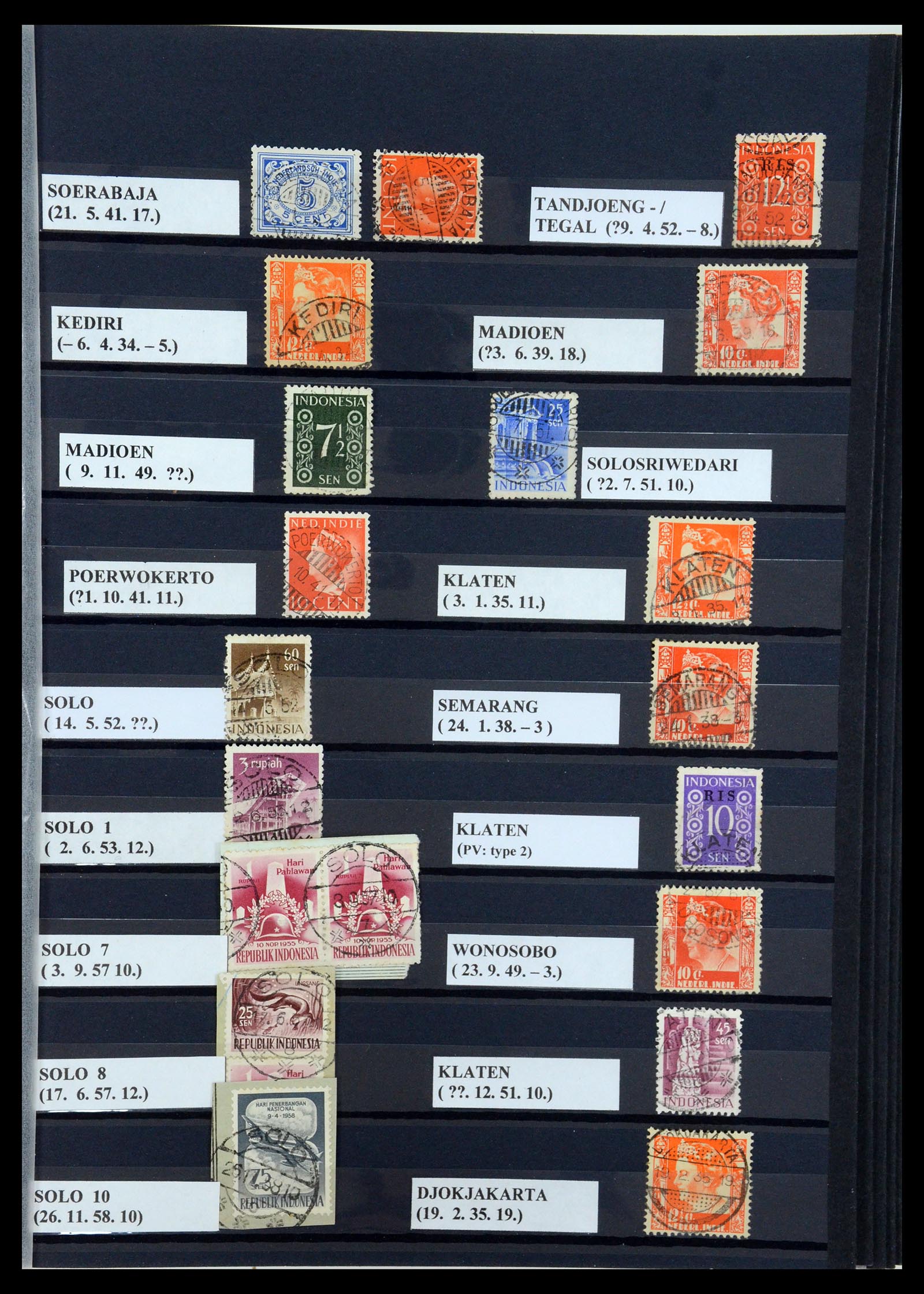 35612 079 - Postzegelverzameling 35612 Nederlands Indië stempels.
