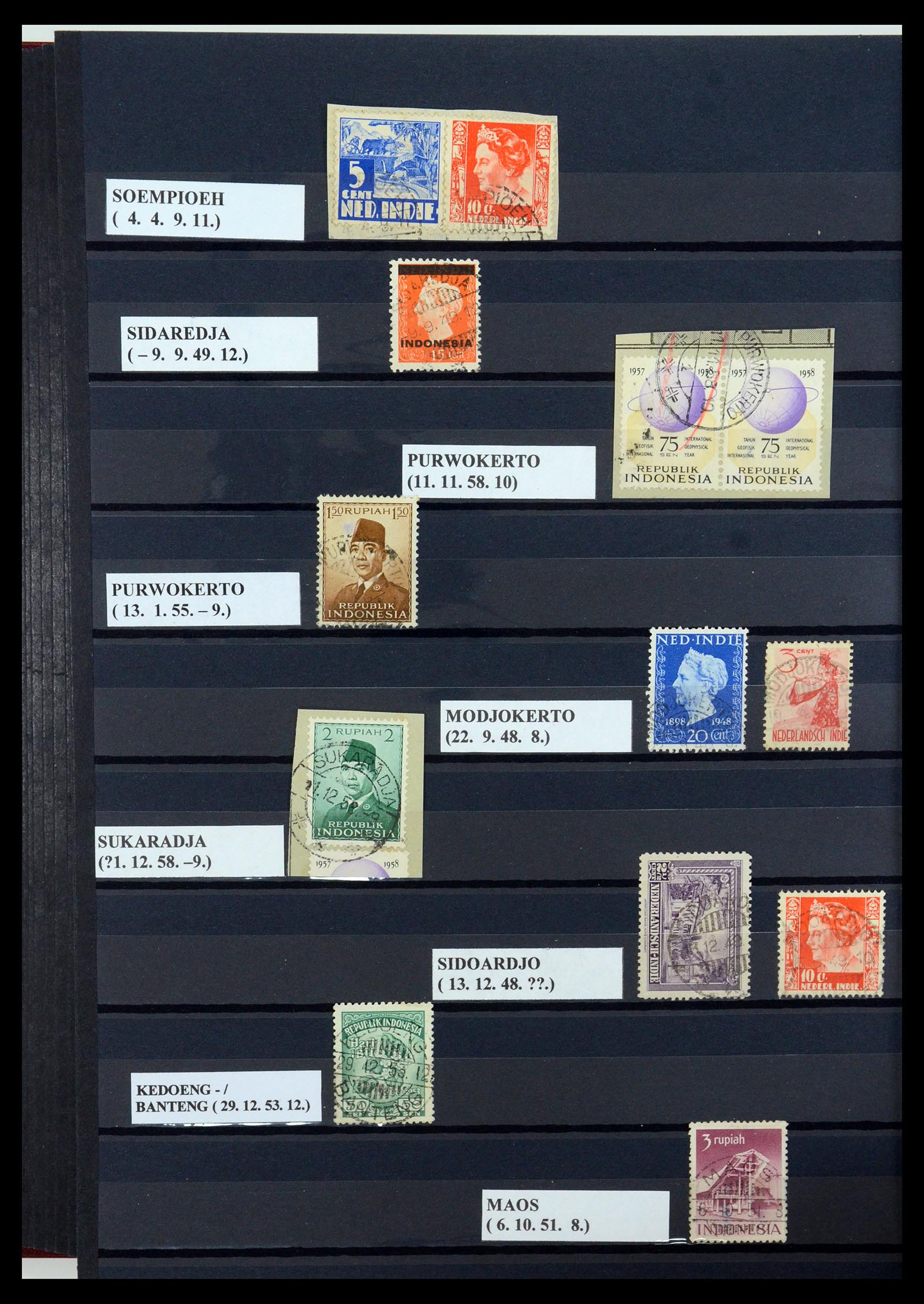 35612 082 - Postzegelverzameling 35612 Nederlands Indië stempels.