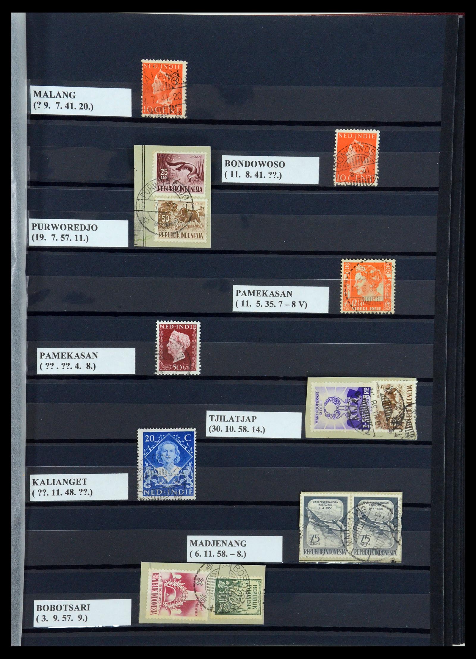 35612 083 - Postzegelverzameling 35612 Nederlands Indië stempels.