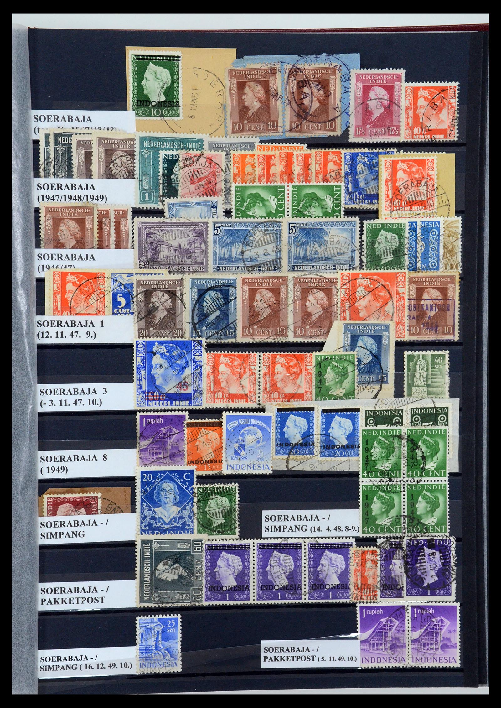 35612 092 - Postzegelverzameling 35612 Nederlands Indië stempels.