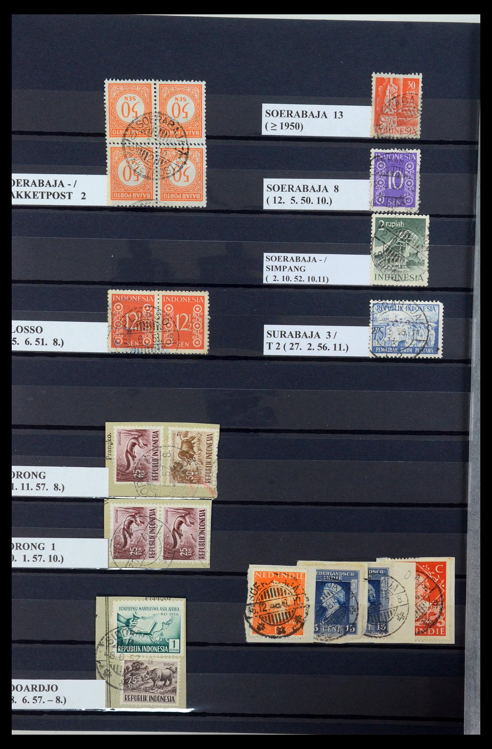 35612 095 - Stamp Collection 35612 Dutch east Indies cancels.