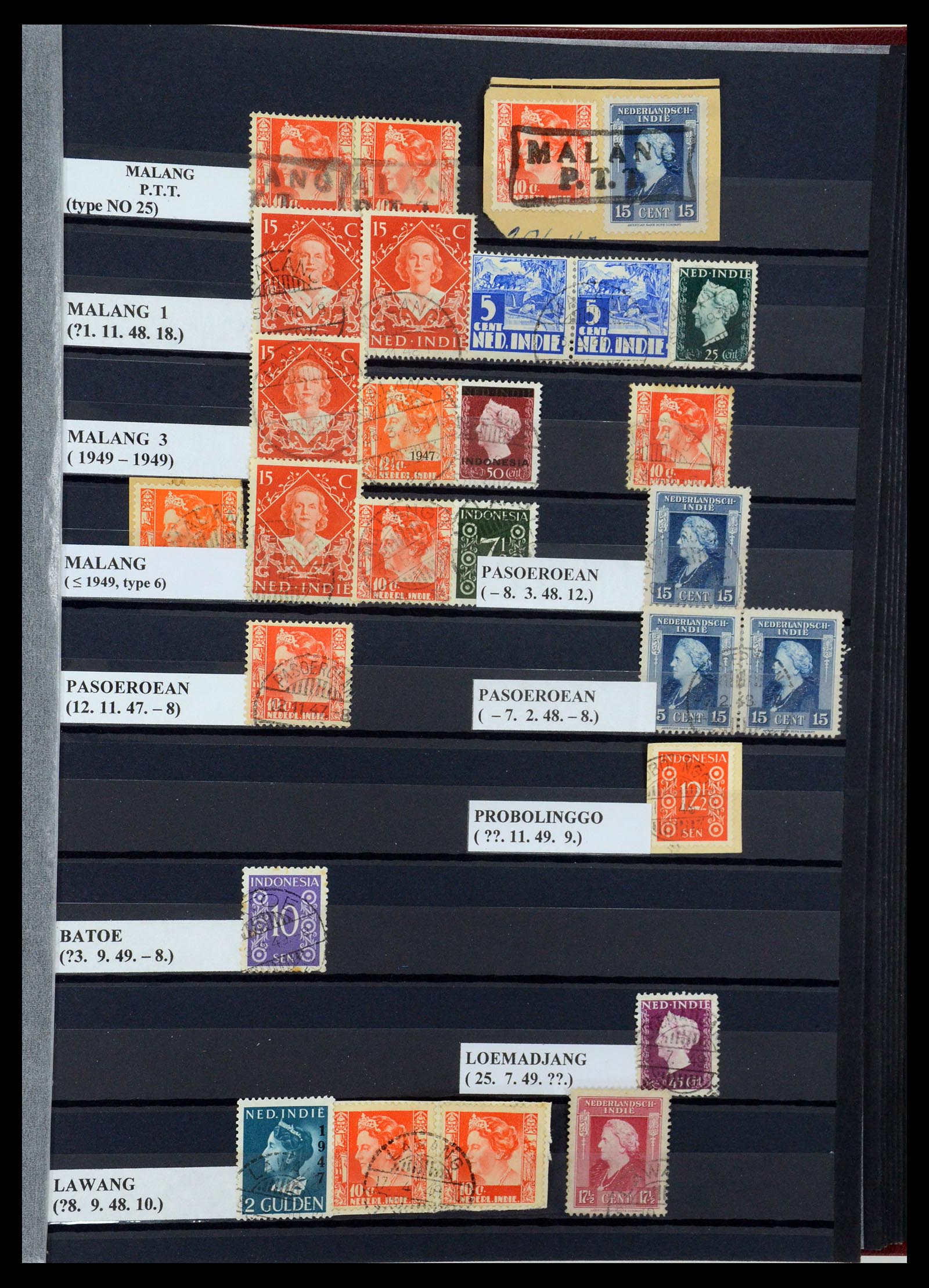 35612 099 - Postzegelverzameling 35612 Nederlands Indië stempels.