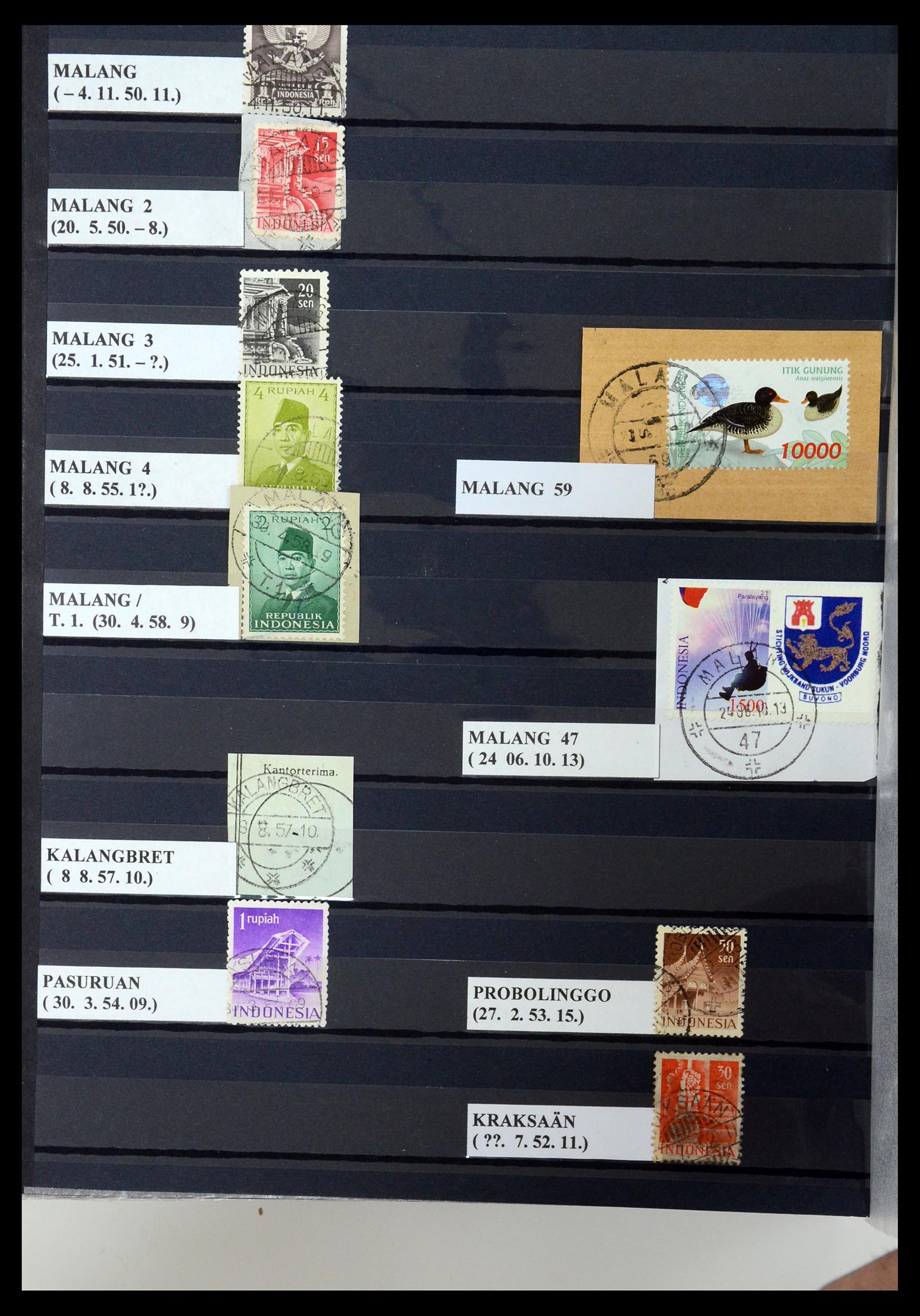 35612 100 - Postzegelverzameling 35612 Nederlands Indië stempels.