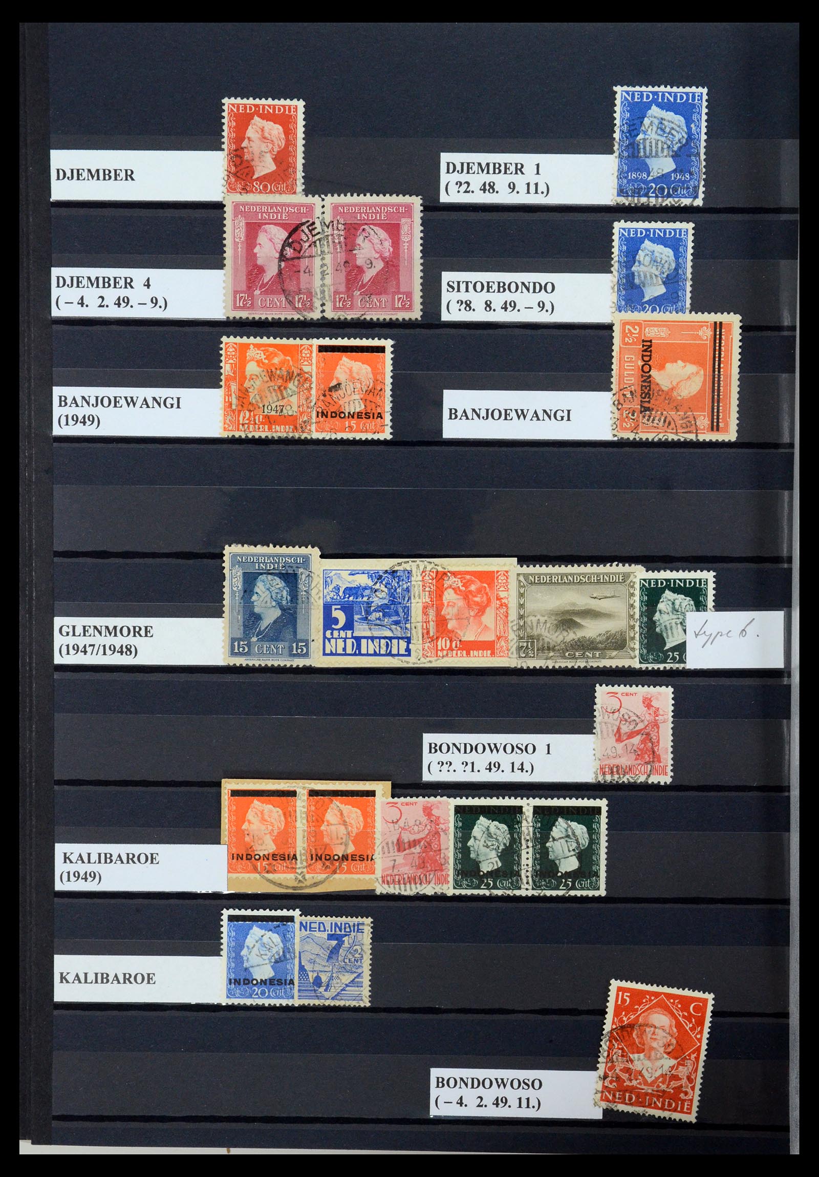 35612 103 - Stamp Collection 35612 Dutch east Indies cancels.