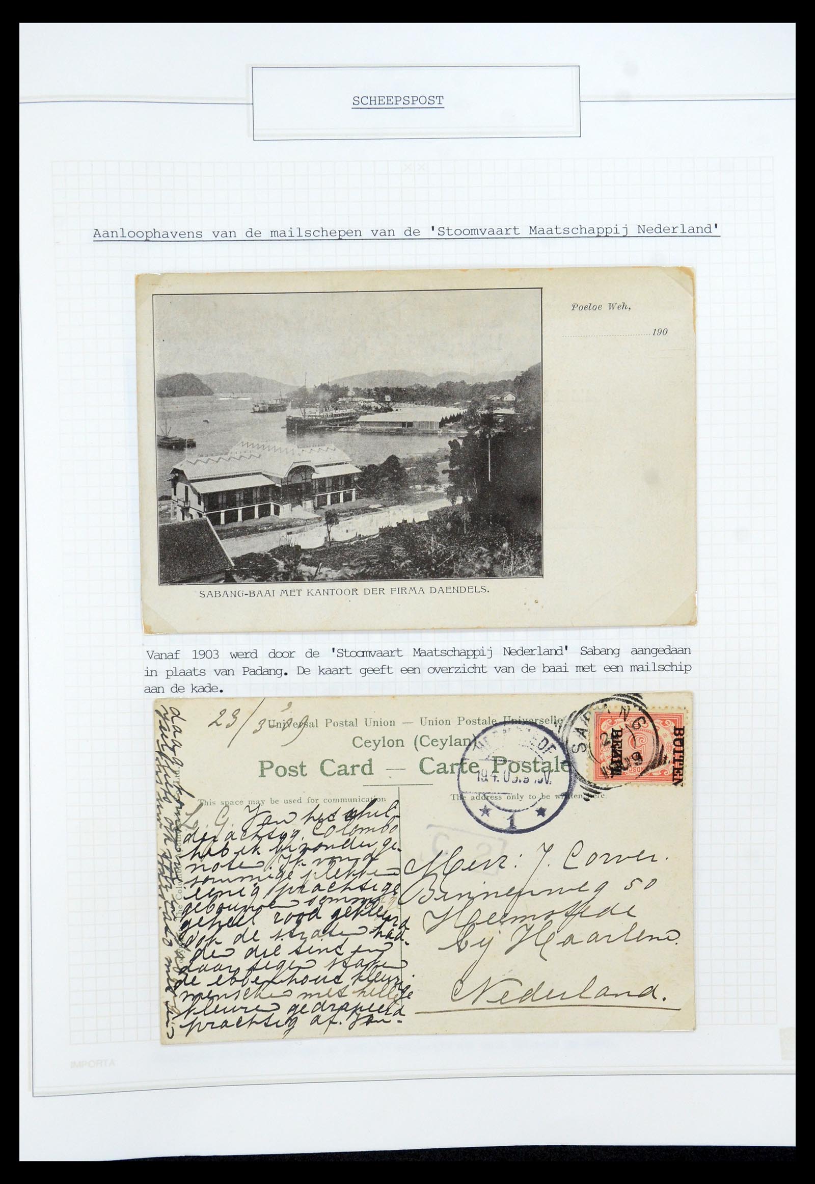 35613 016 - Postzegelverzameling 35613 Nederland scheepspost 1904-1930.