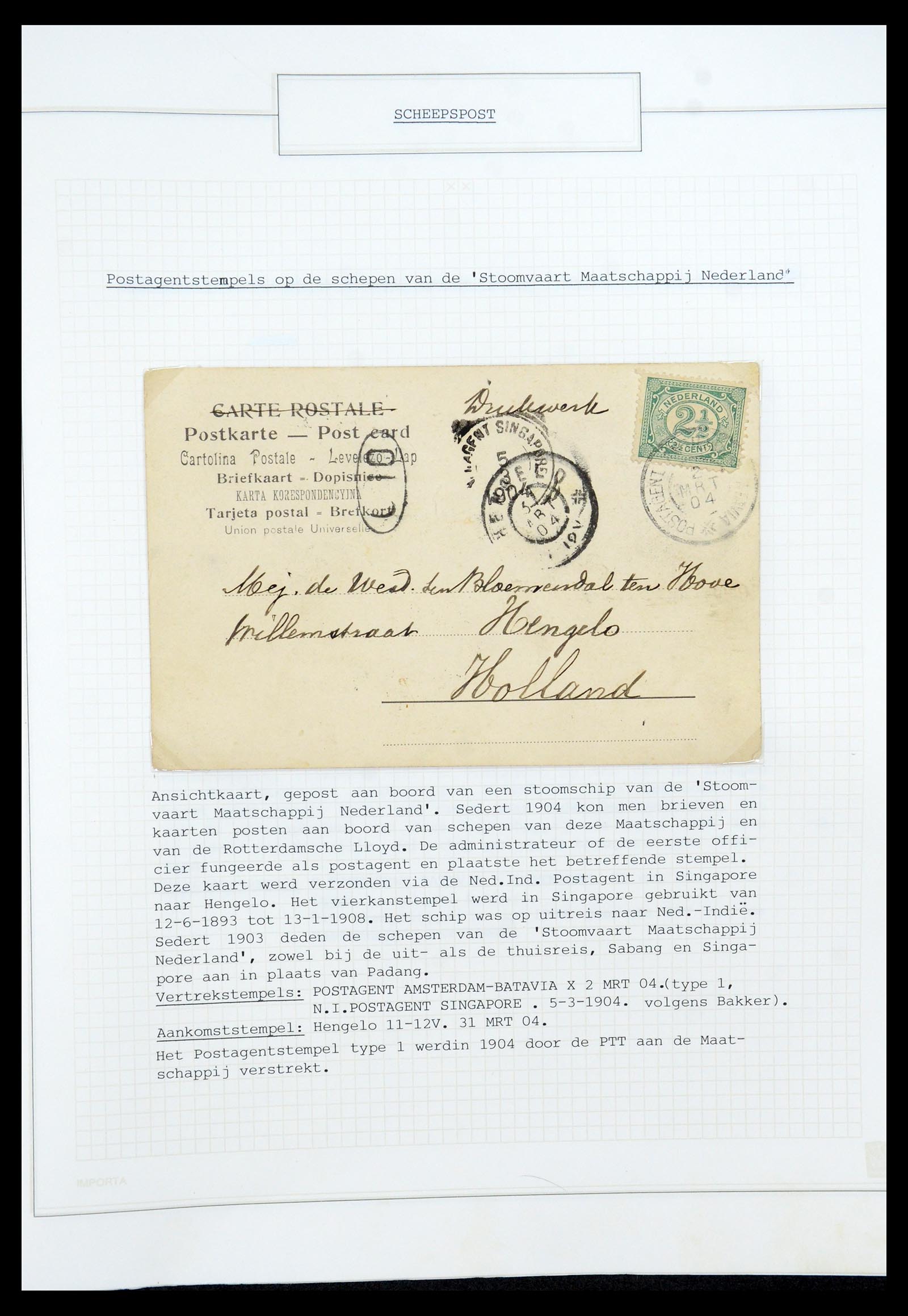 35613 020 - Postzegelverzameling 35613 Nederland scheepspost 1904-1930.