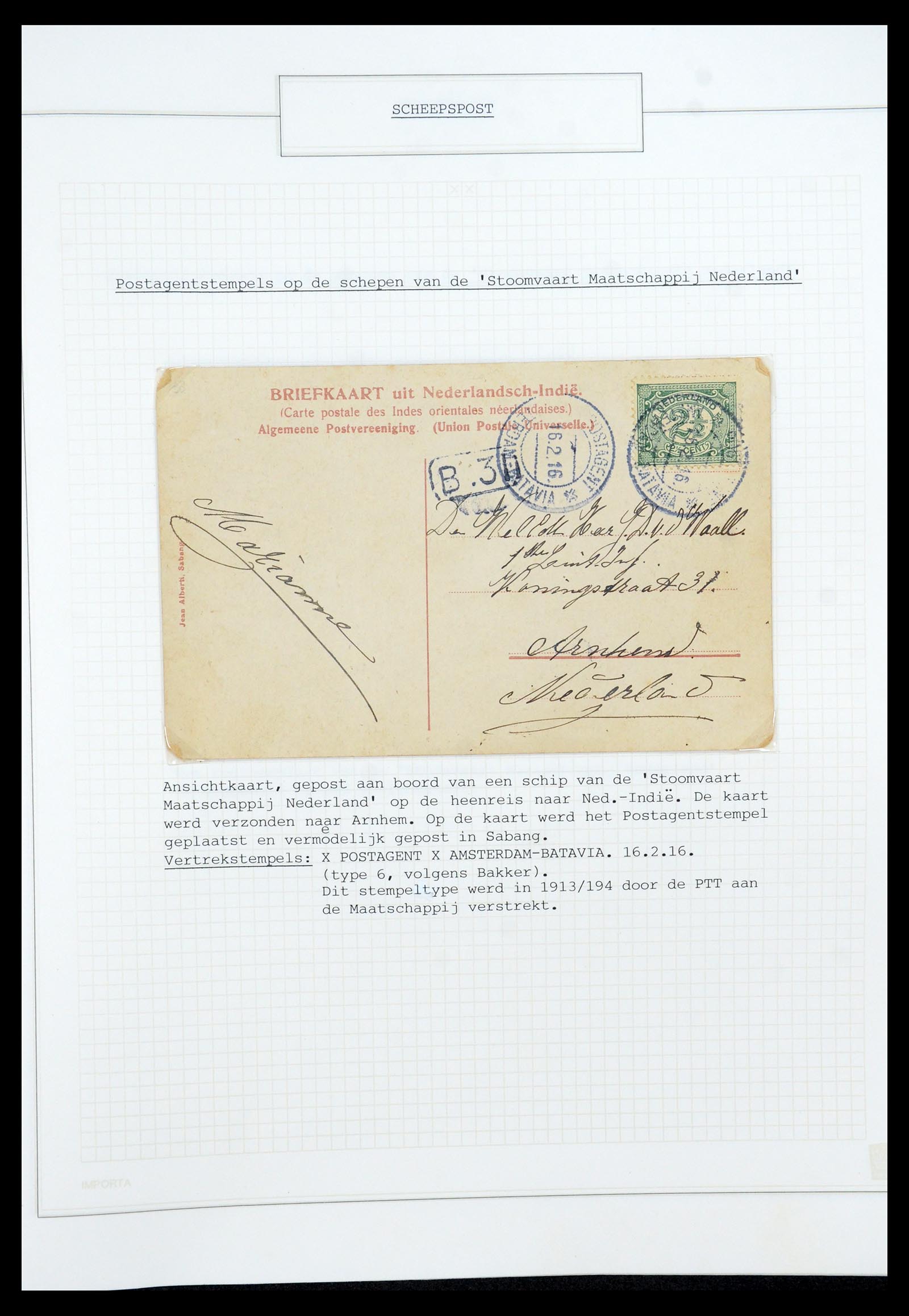 35613 023 - Postzegelverzameling 35613 Nederland scheepspost 1904-1930.