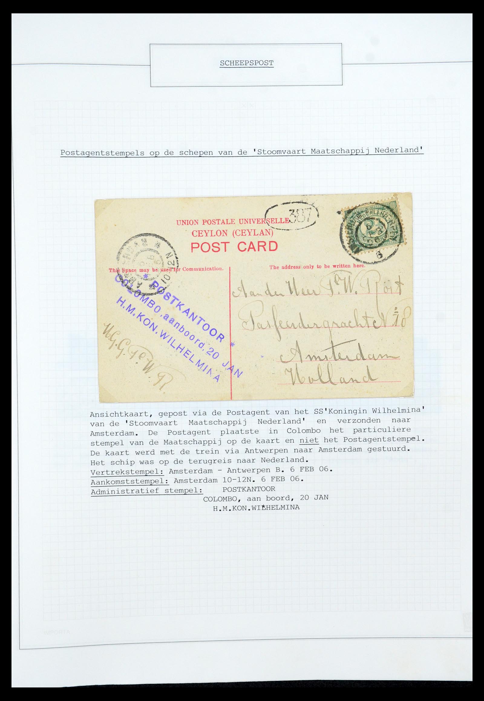 35613 027 - Postzegelverzameling 35613 Nederland scheepspost 1904-1930.