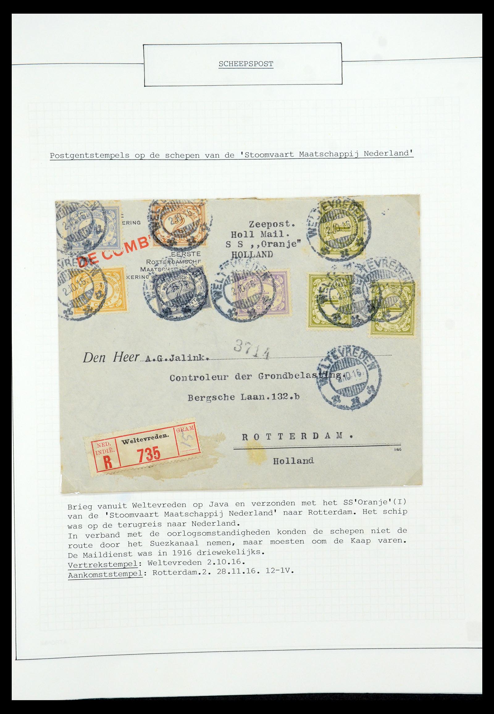 35613 033 - Postzegelverzameling 35613 Nederland scheepspost 1904-1930.