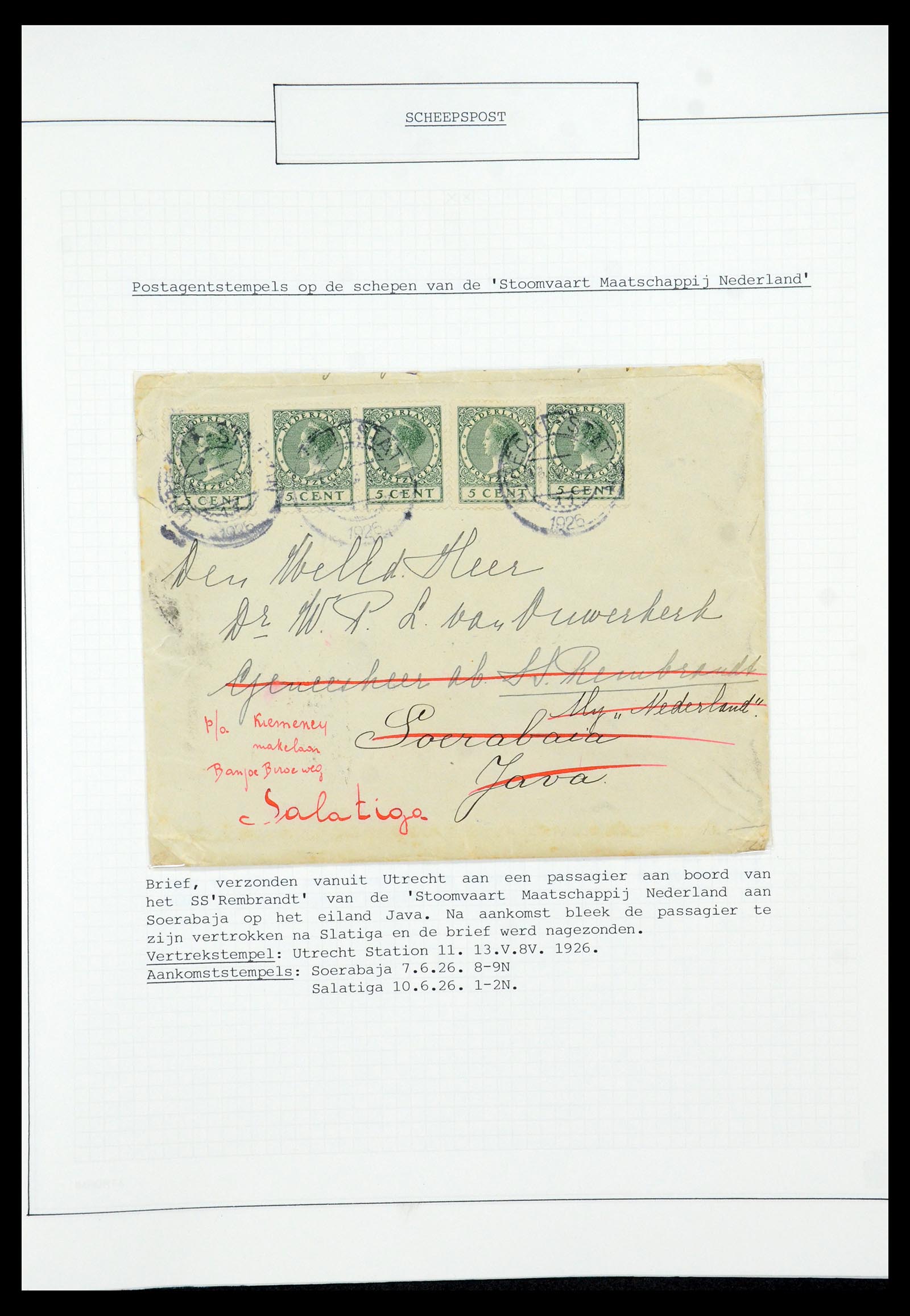 35613 036 - Postzegelverzameling 35613 Nederland scheepspost 1904-1930.