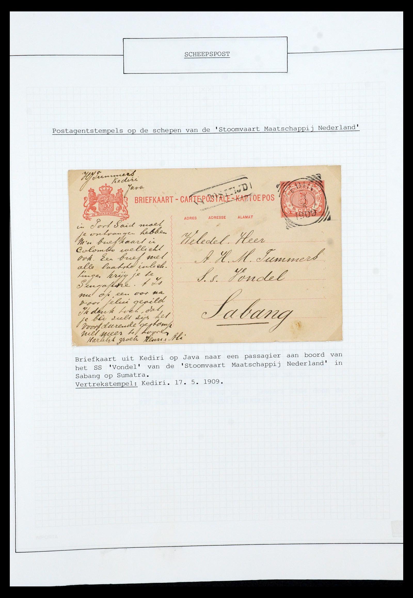35613 038 - Postzegelverzameling 35613 Nederland scheepspost 1904-1930.