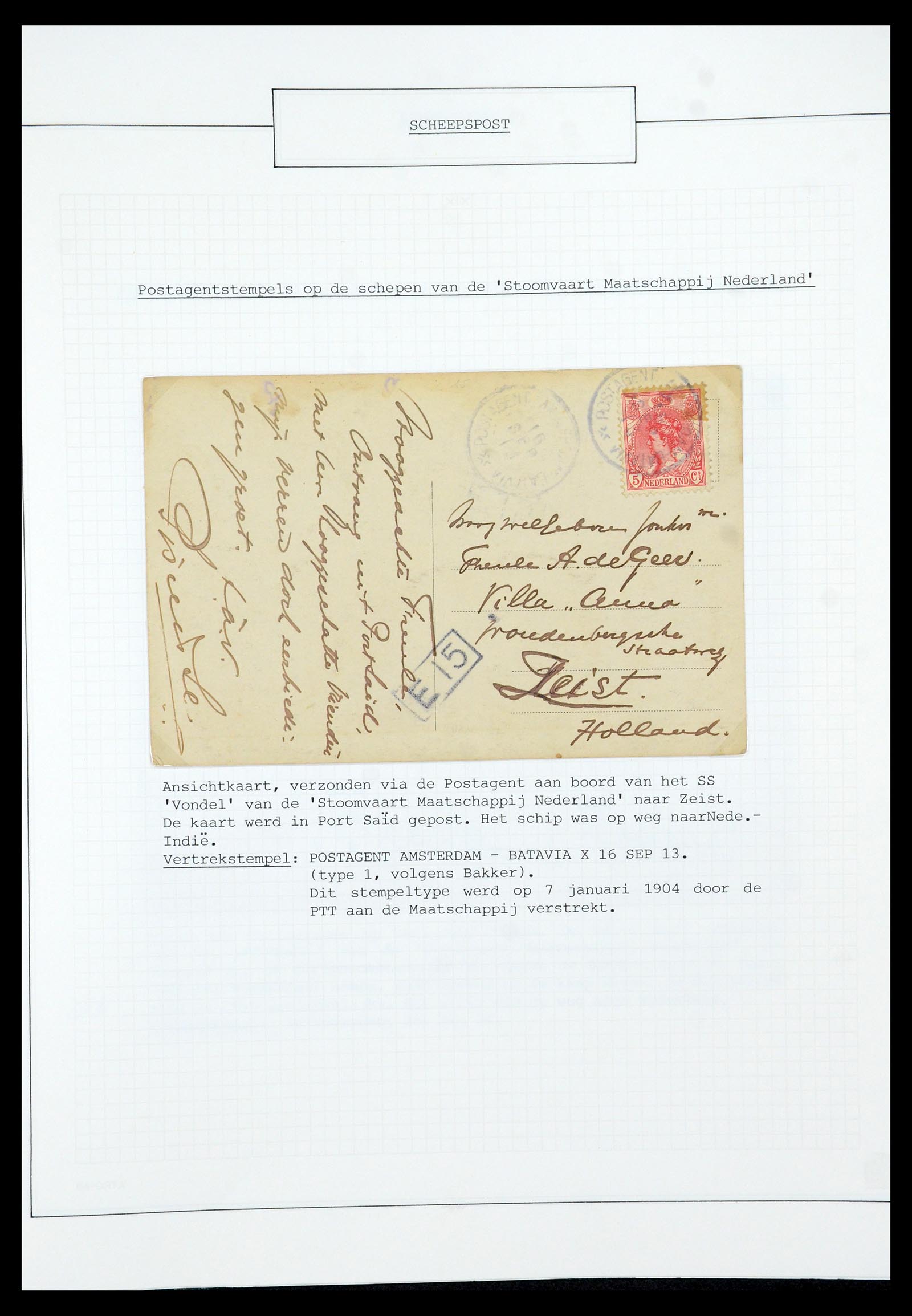 35613 040 - Postzegelverzameling 35613 Nederland scheepspost 1904-1930.