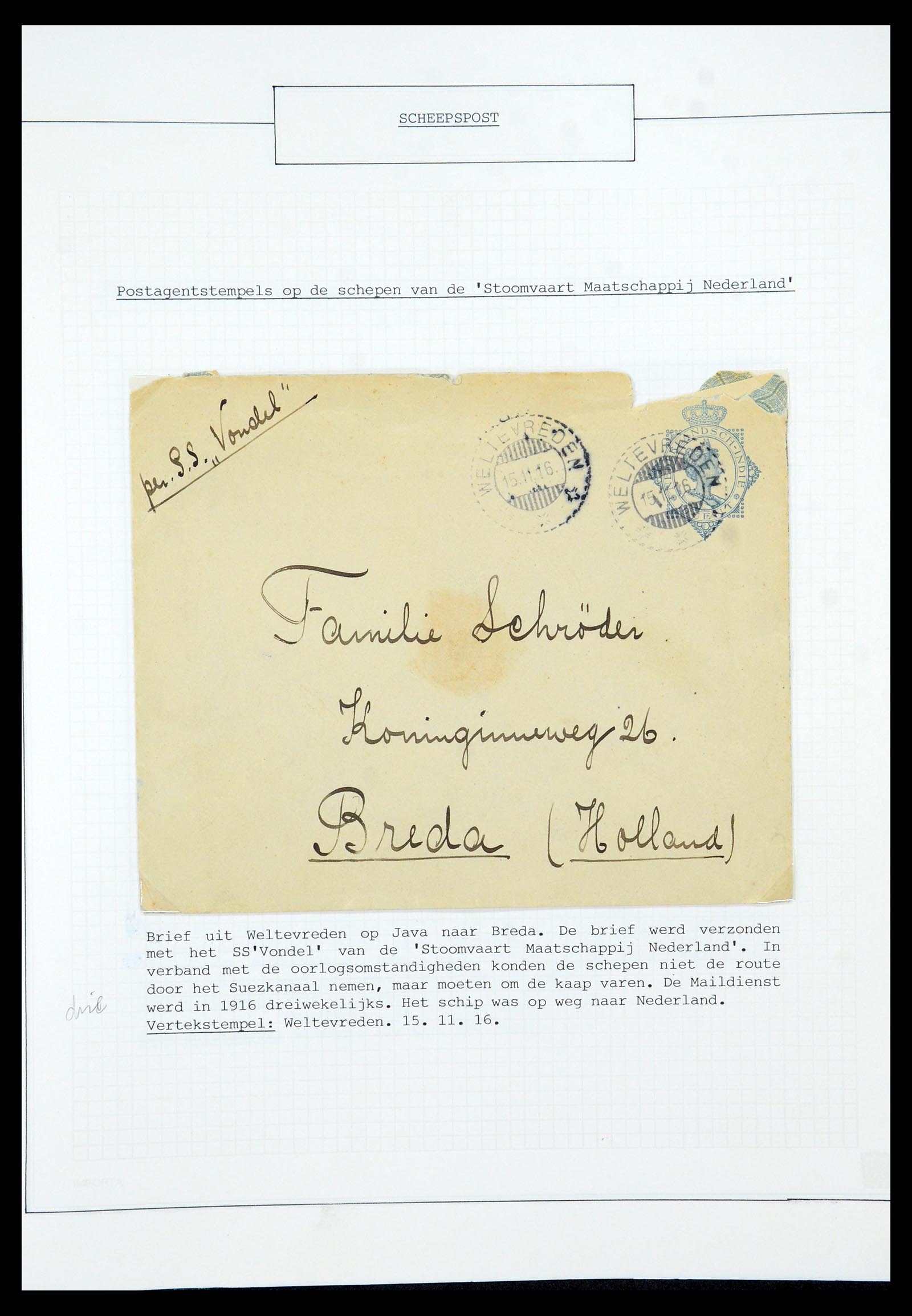35613 041 - Postzegelverzameling 35613 Nederland scheepspost 1904-1930.