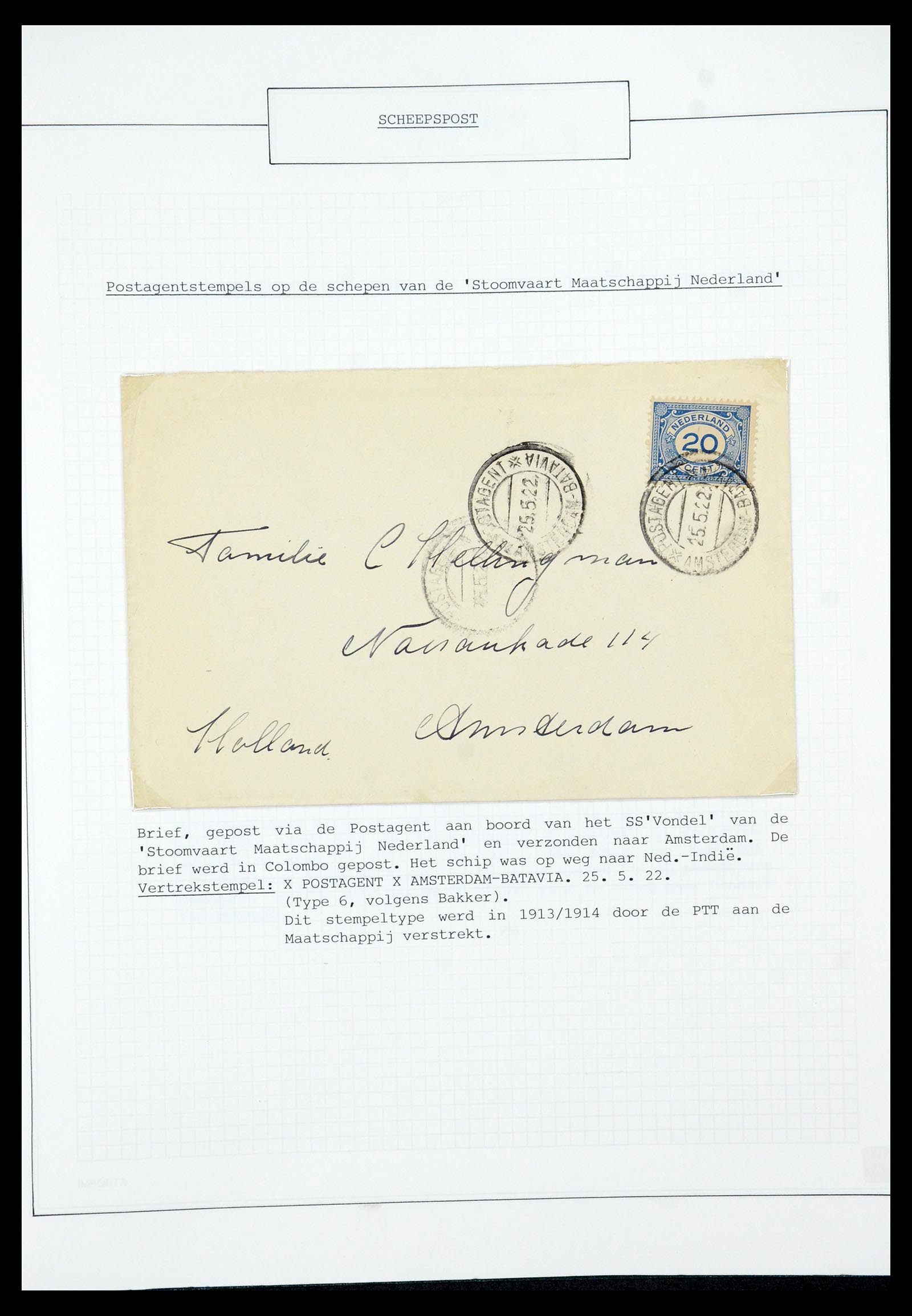 35613 043 - Postzegelverzameling 35613 Nederland scheepspost 1904-1930.