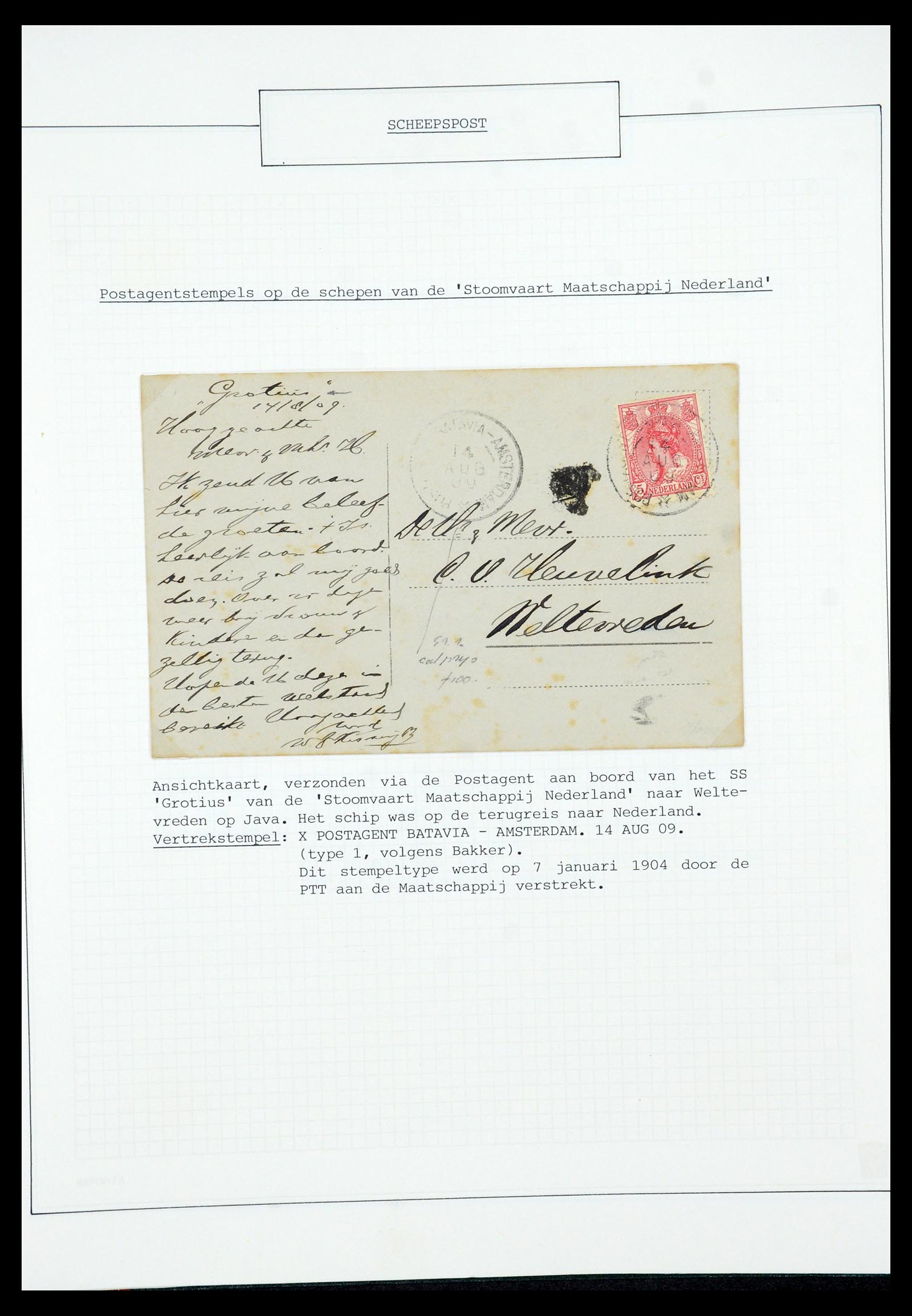 35613 047 - Postzegelverzameling 35613 Nederland scheepspost 1904-1930.