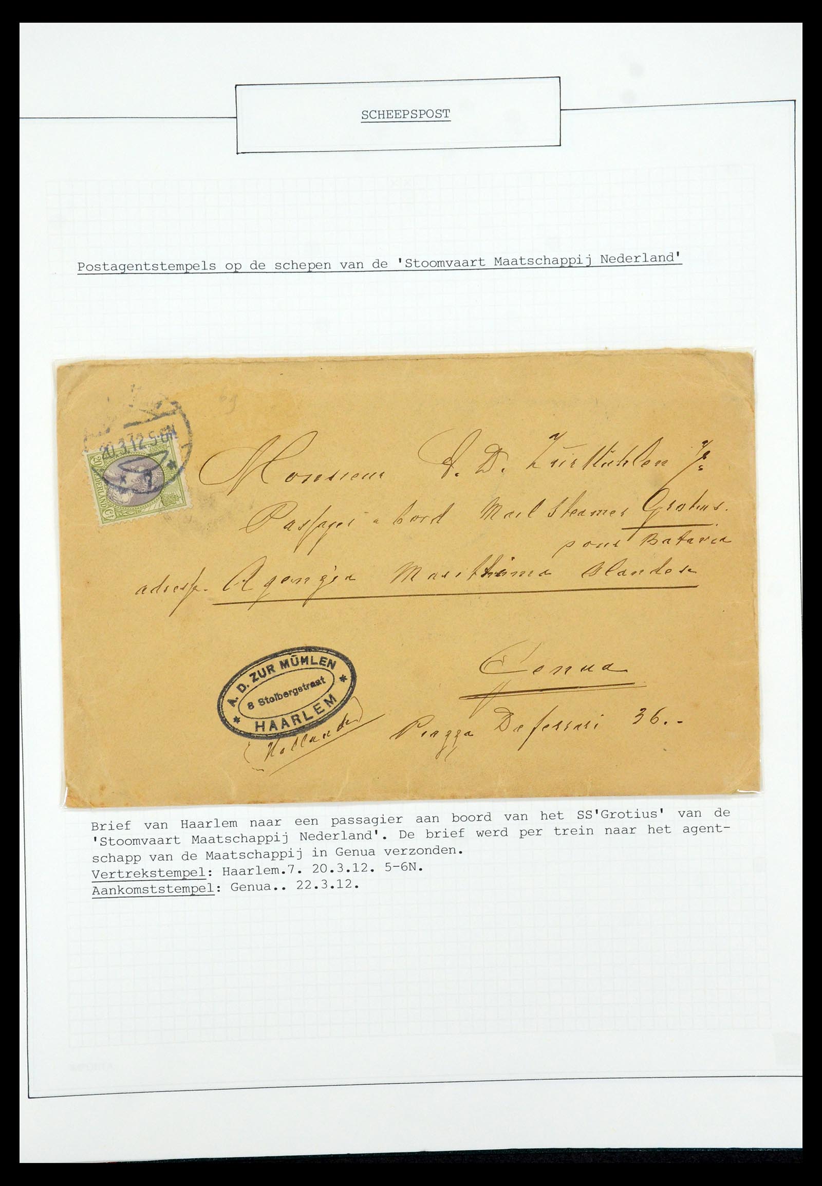 35613 050 - Postzegelverzameling 35613 Nederland scheepspost 1904-1930.