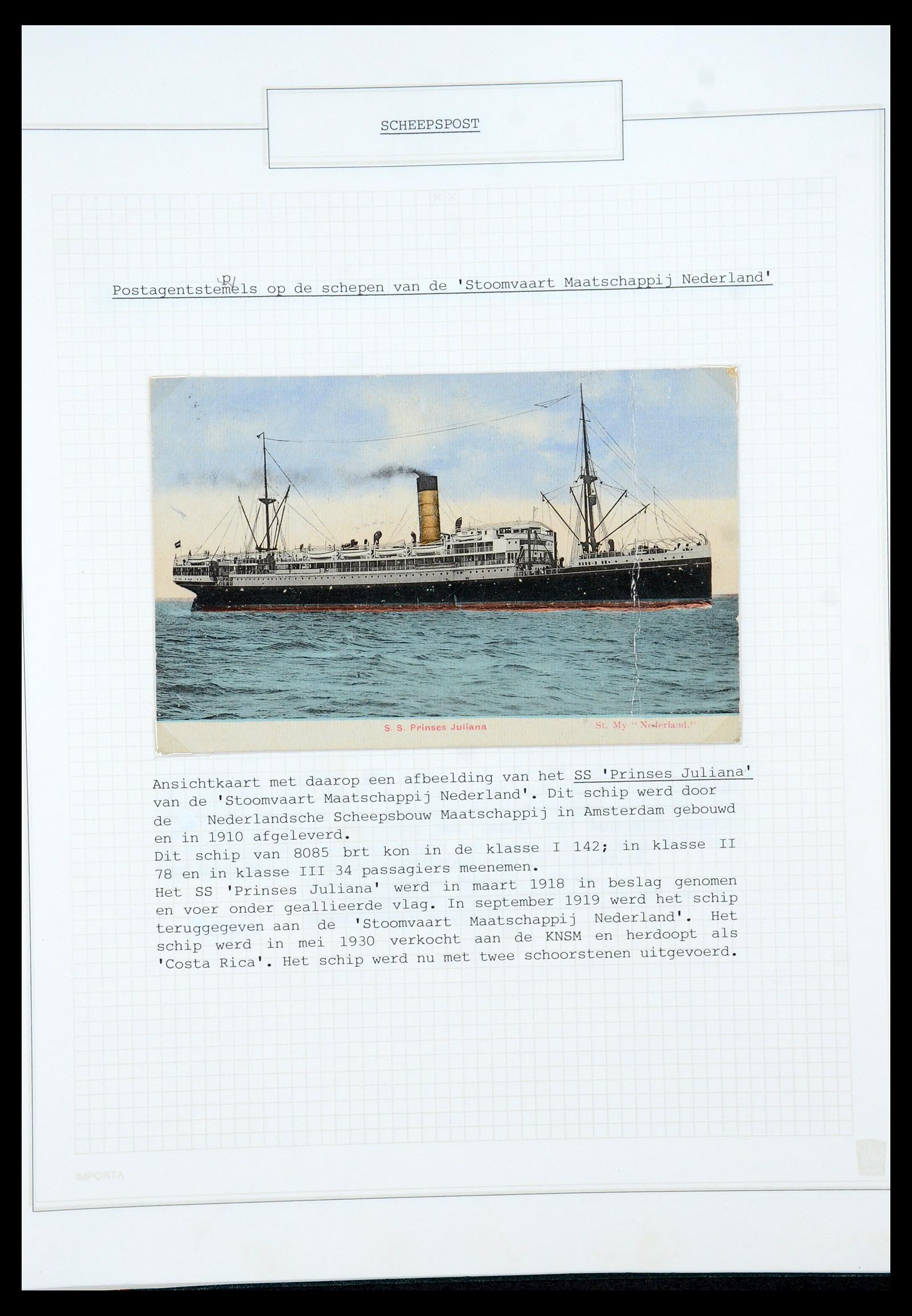 35613 052 - Postzegelverzameling 35613 Nederland scheepspost 1904-1930.