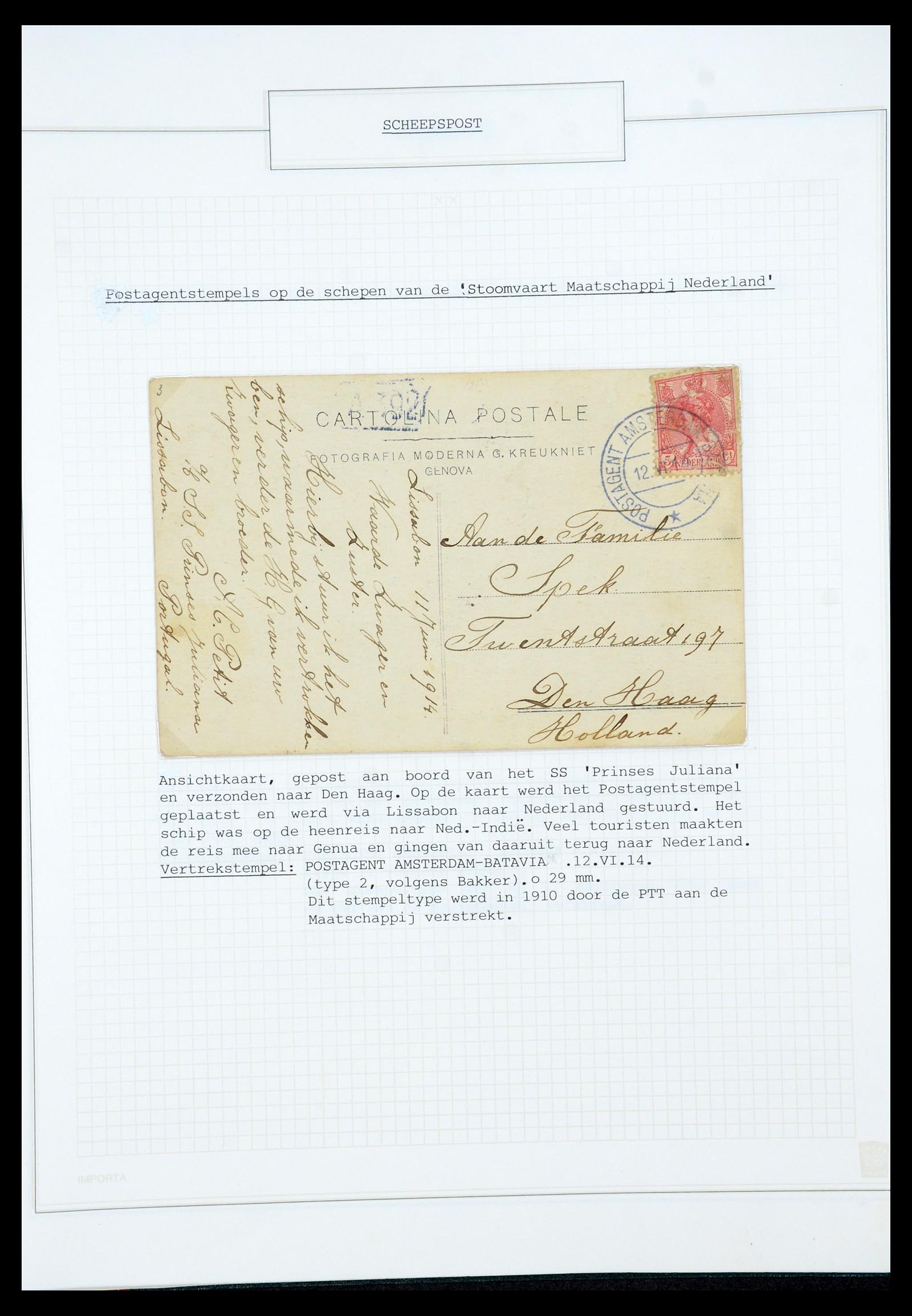 35613 053 - Postzegelverzameling 35613 Nederland scheepspost 1904-1930.