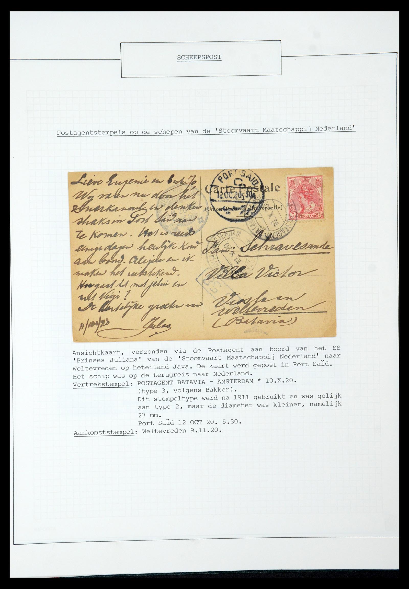 35613 055 - Postzegelverzameling 35613 Nederland scheepspost 1904-1930.