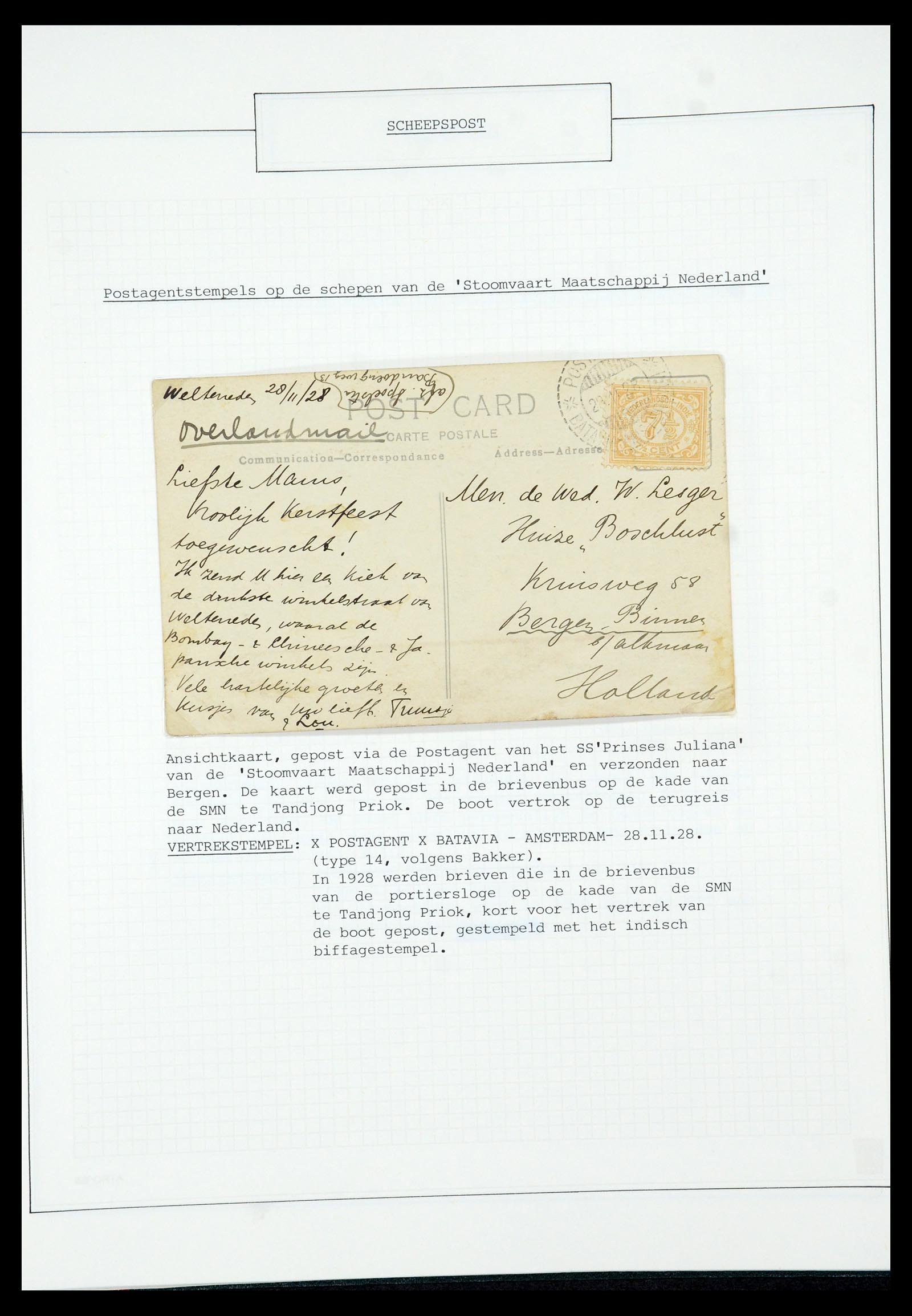 35613 058 - Postzegelverzameling 35613 Nederland scheepspost 1904-1930.
