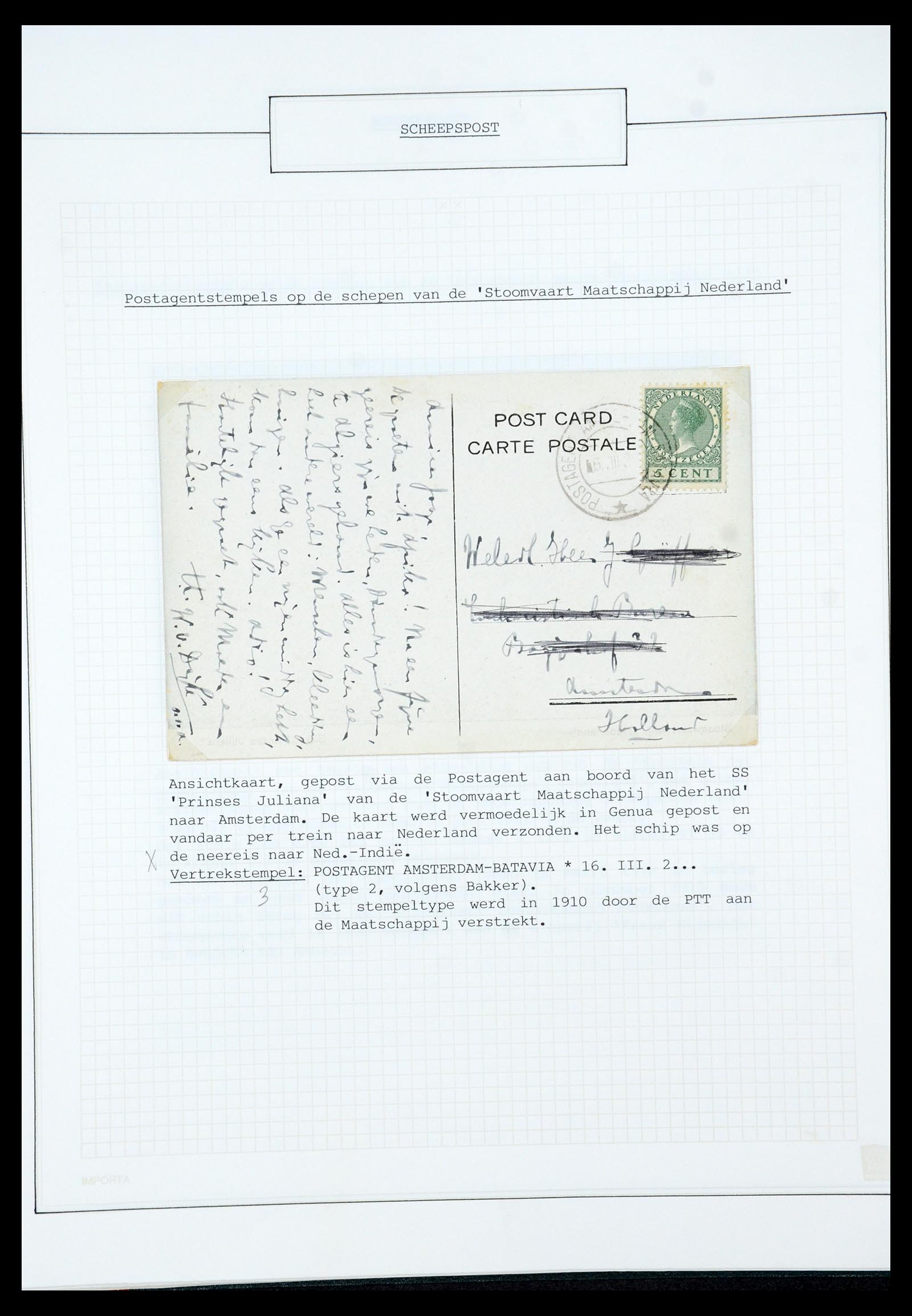 35613 059 - Postzegelverzameling 35613 Nederland scheepspost 1904-1930.