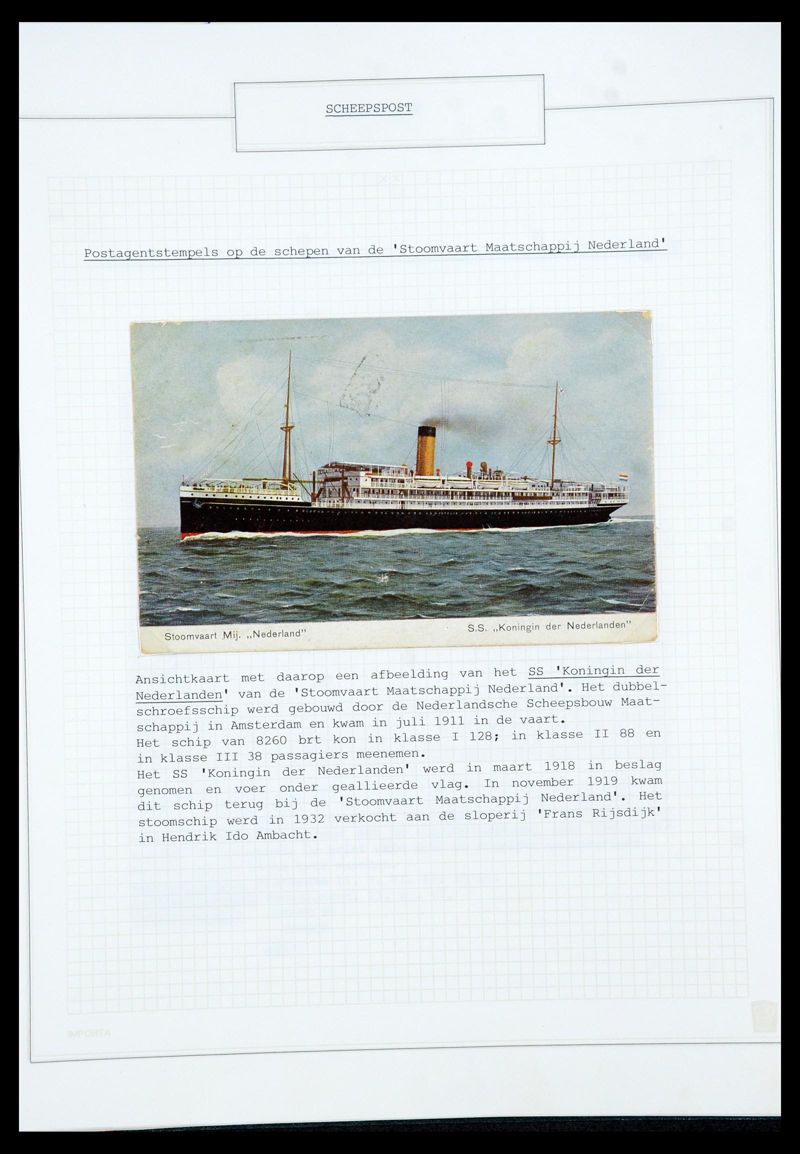 35613 060 - Postzegelverzameling 35613 Nederland scheepspost 1904-1930.