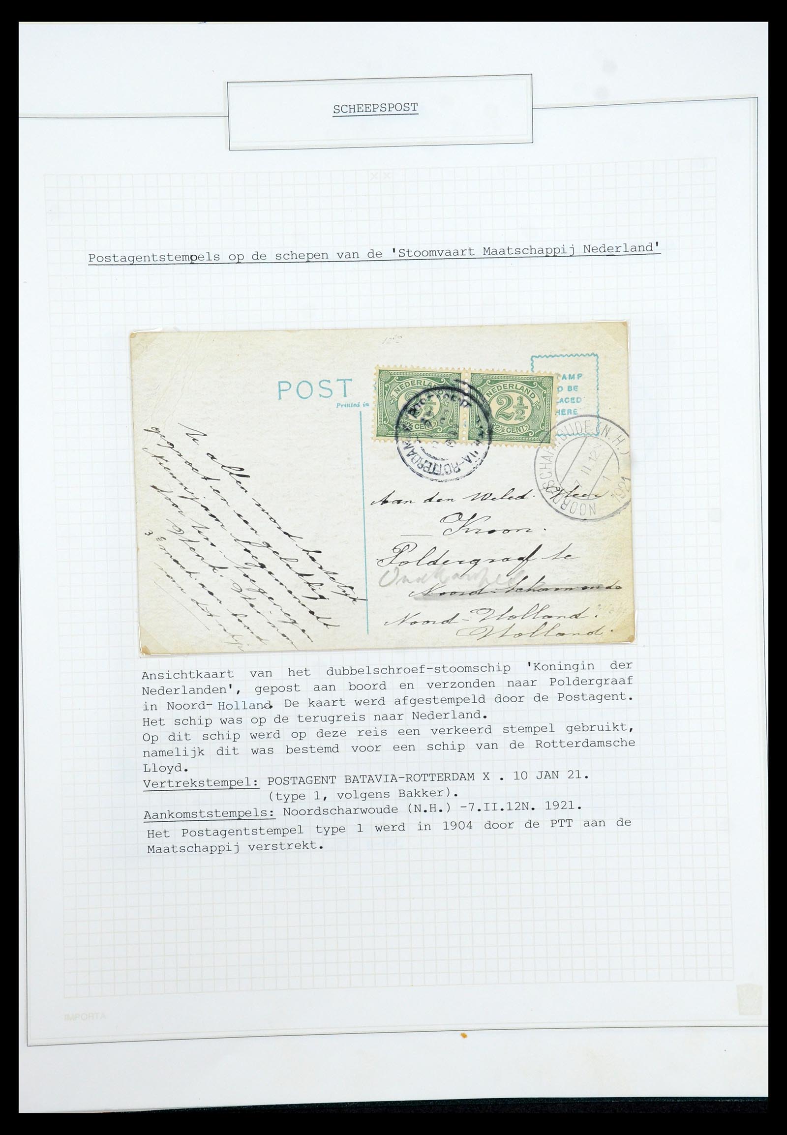 35613 062 - Postzegelverzameling 35613 Nederland scheepspost 1904-1930.